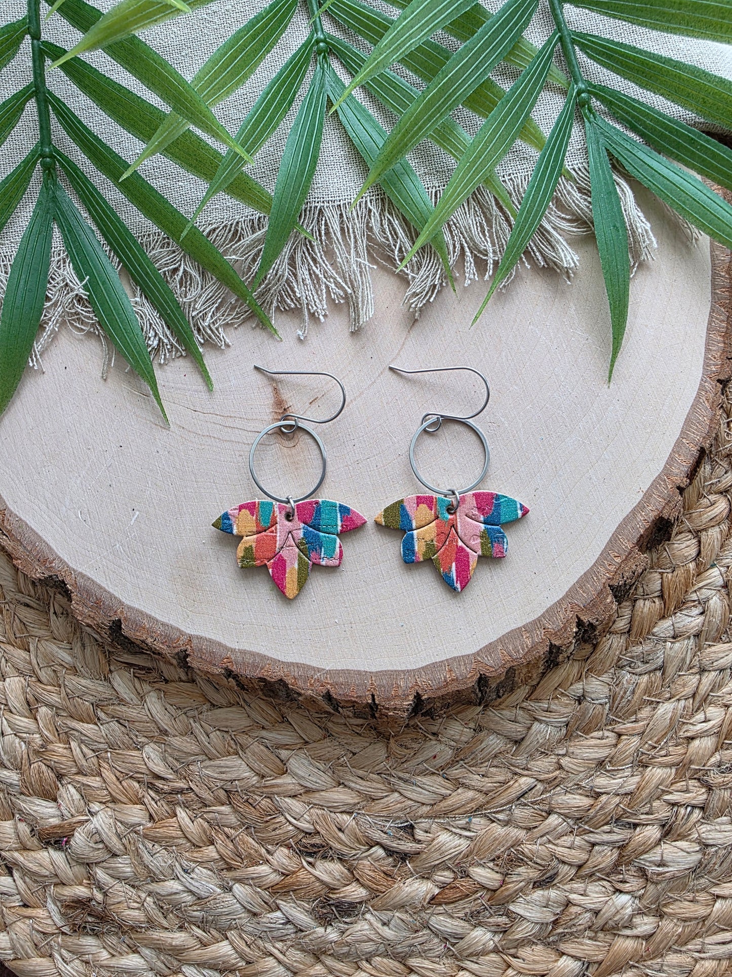 Colorful Brushstrokes Embossed Earrings