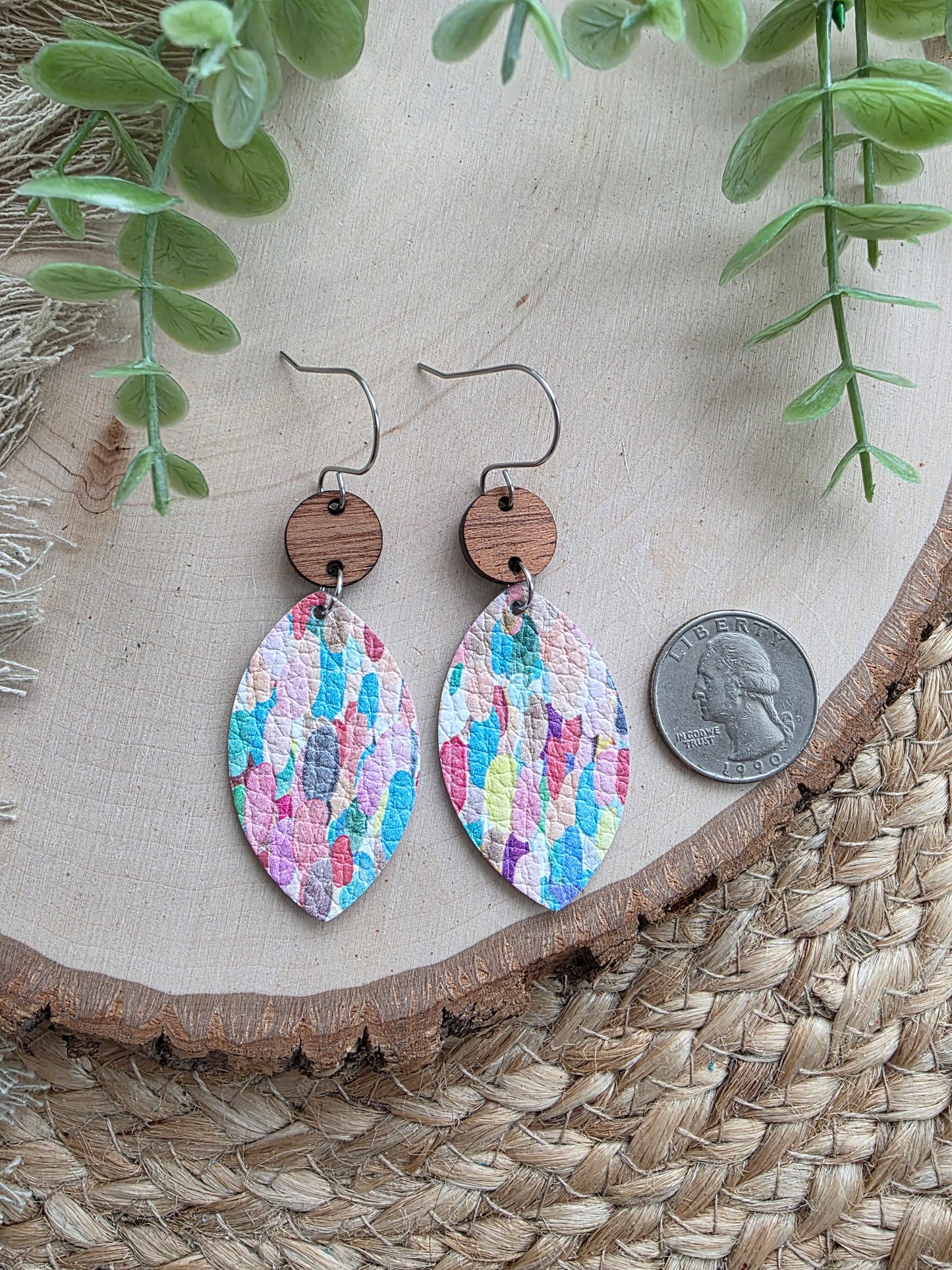 Colorful Confetti Leaf Earrings