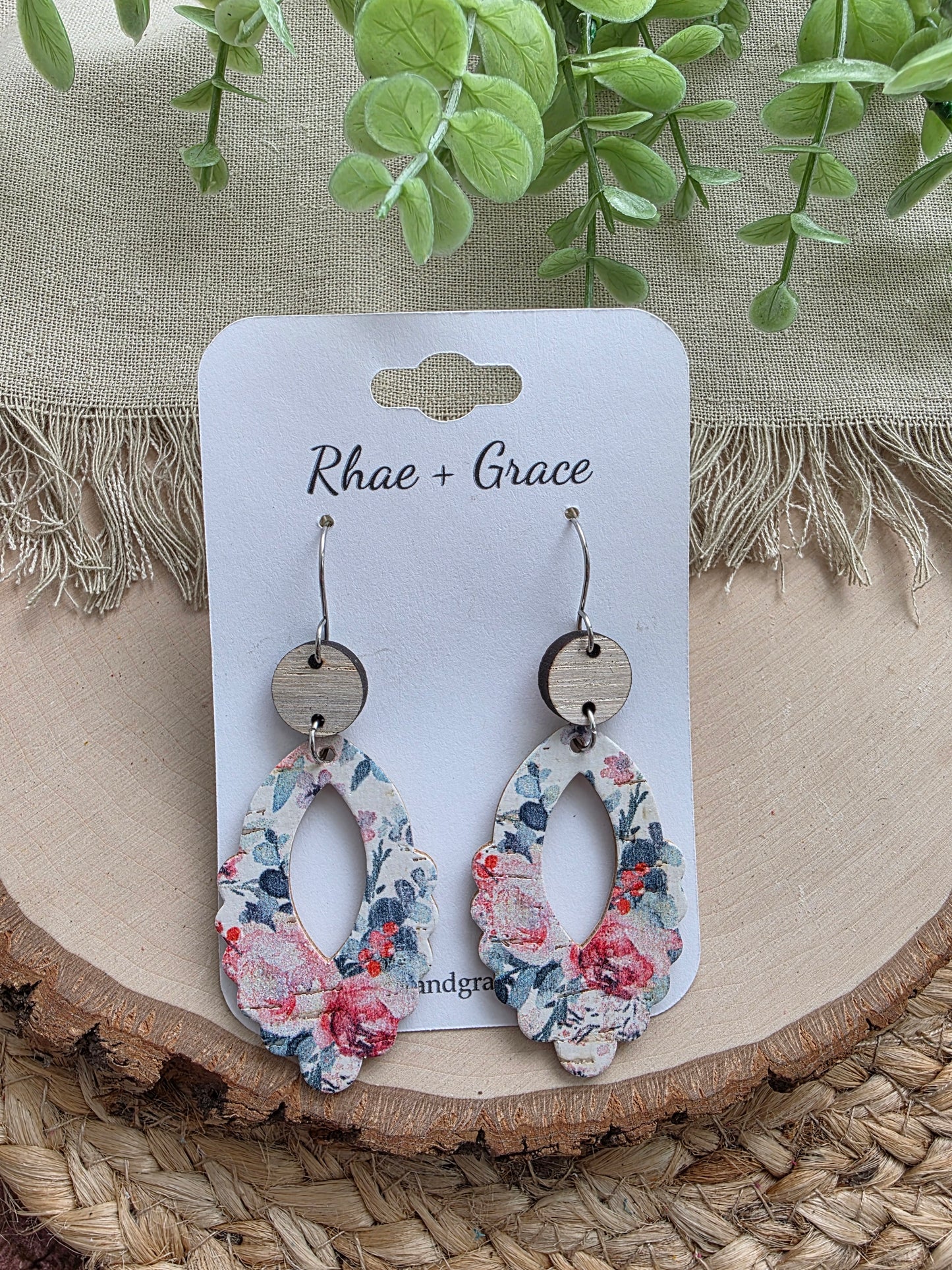 Rose Garden Floral Scalloped Earrings
