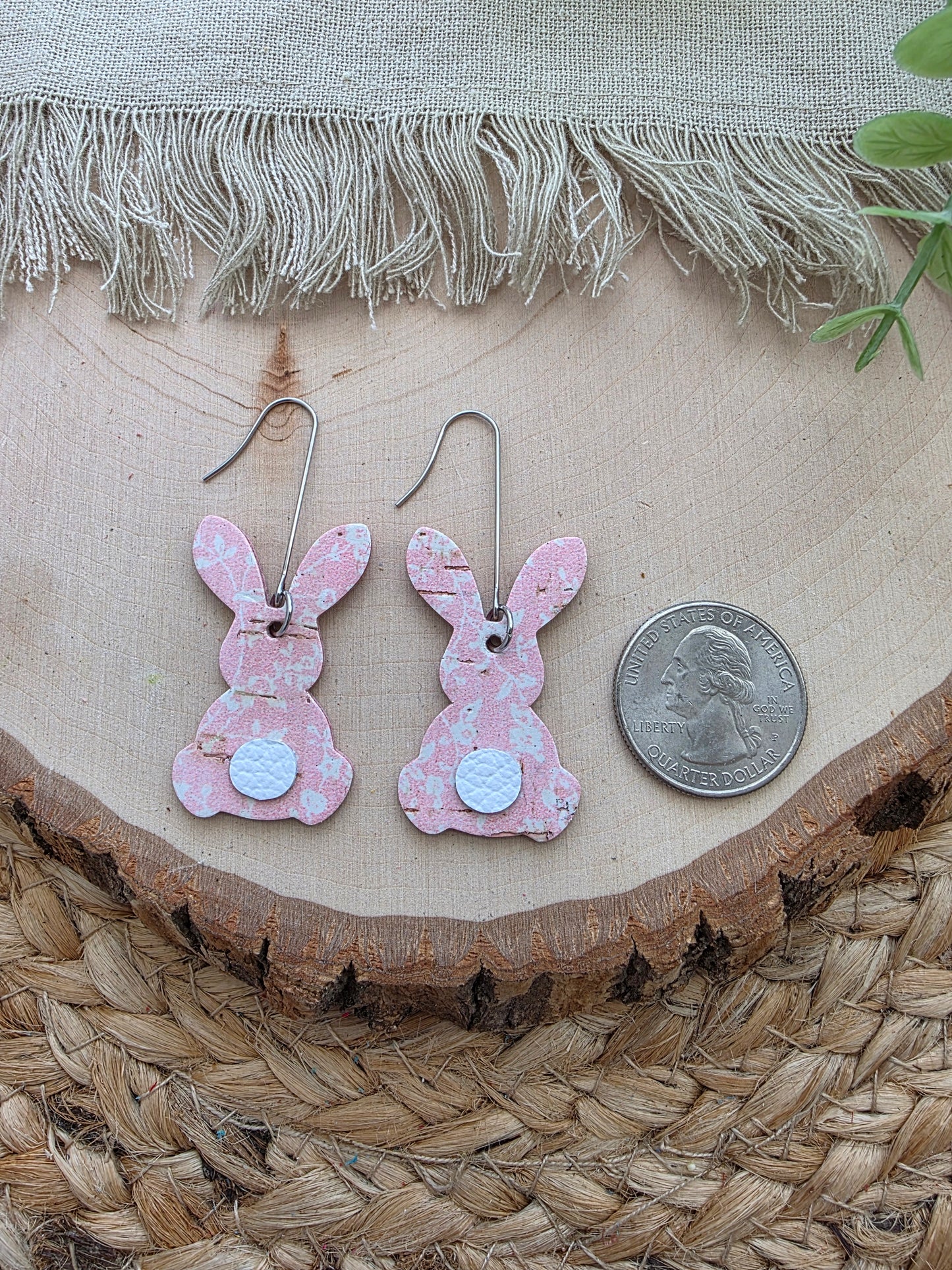 Soft Pink Floral Bunny Earrings