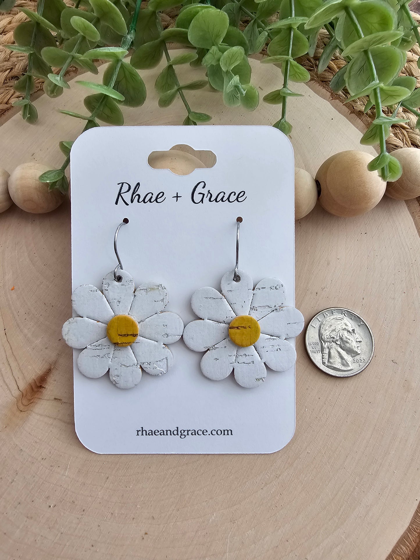 White Daisy Flower Earrings