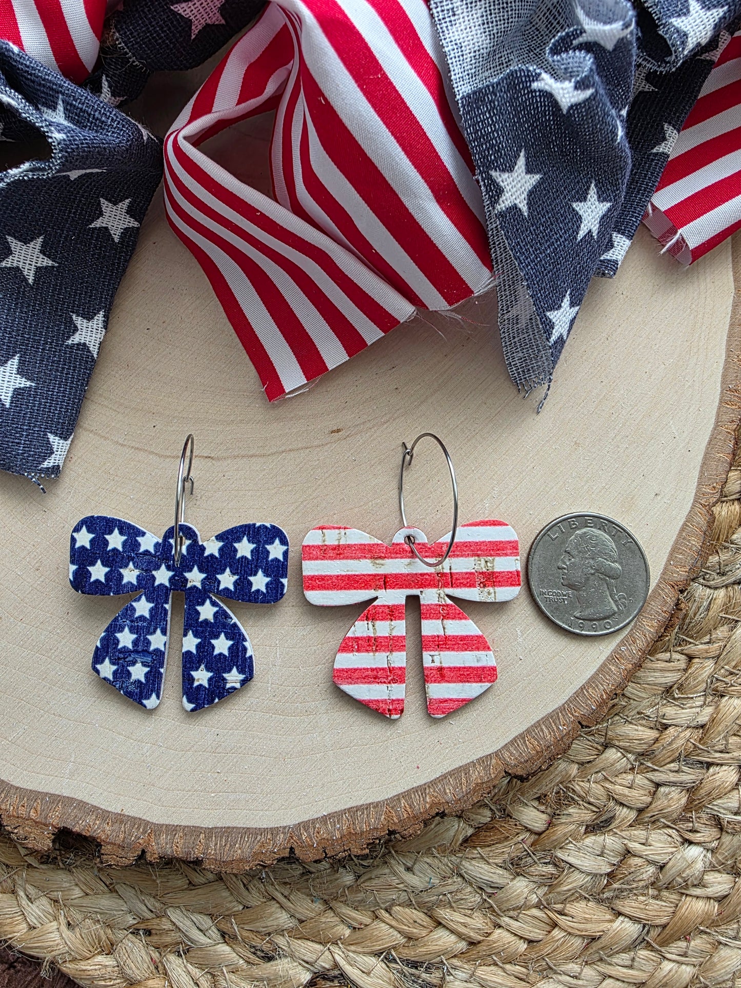 Star & Stripes Bow Earrings