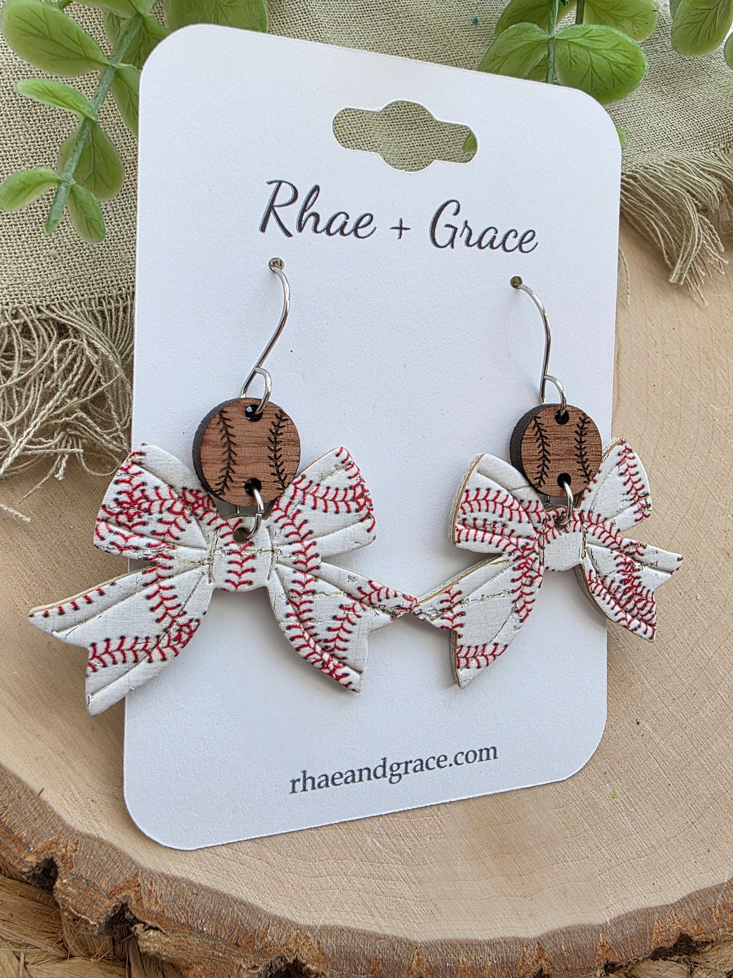 Baseball Bow Earrings
