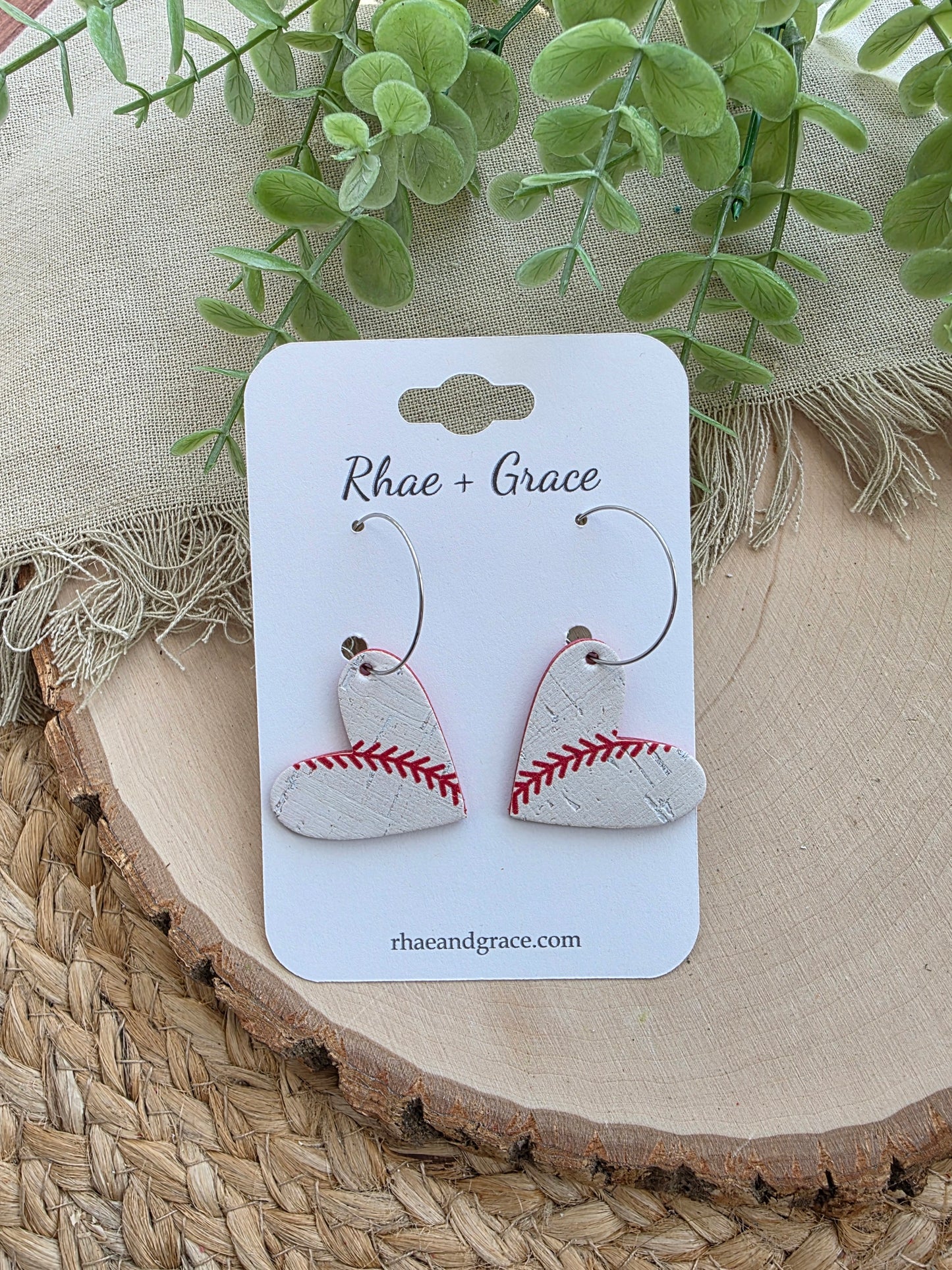 Baseball Heart Hoop Earrings