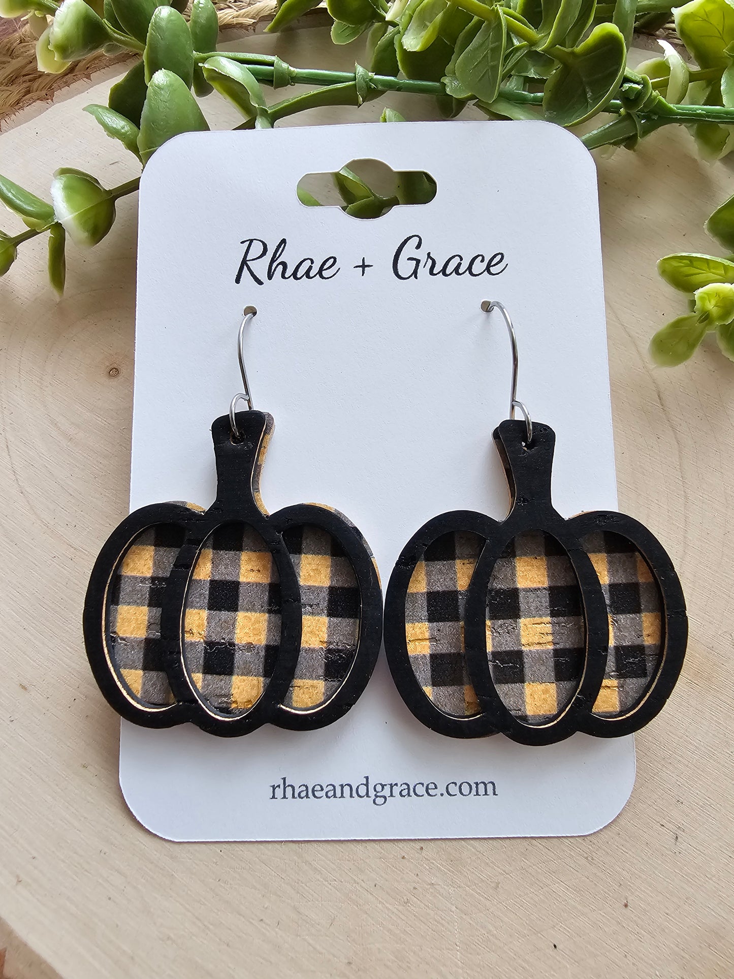 Bumblebee Plaid Pumpkin Earrings