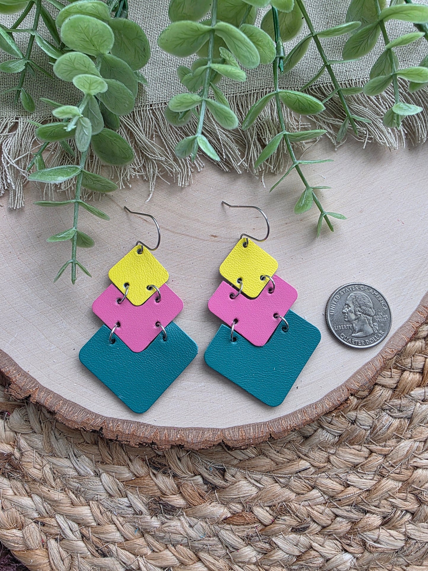 Colorblock Stacked Modern Chevron Earrings