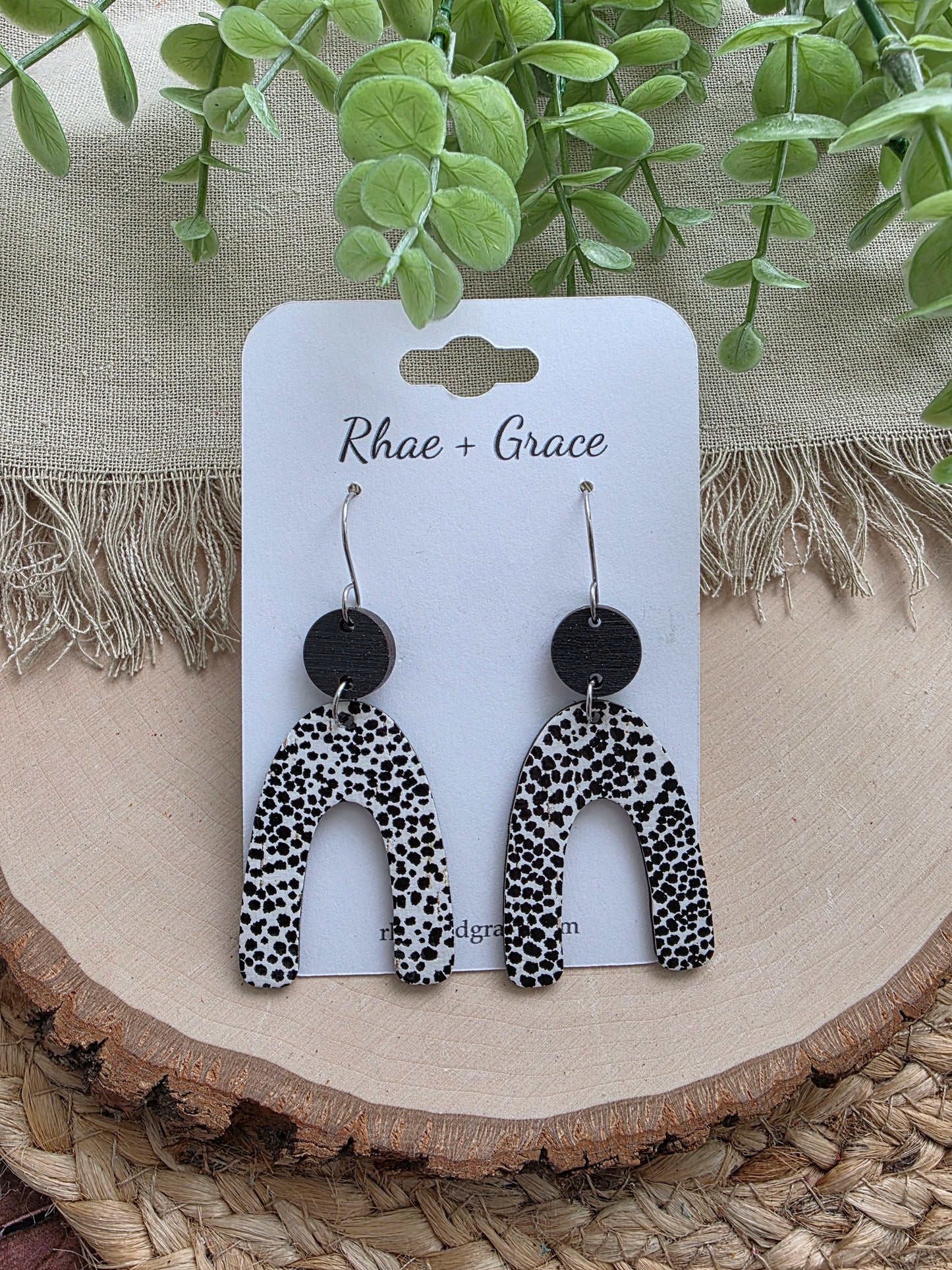 Black & White Spotted Arch Earrings