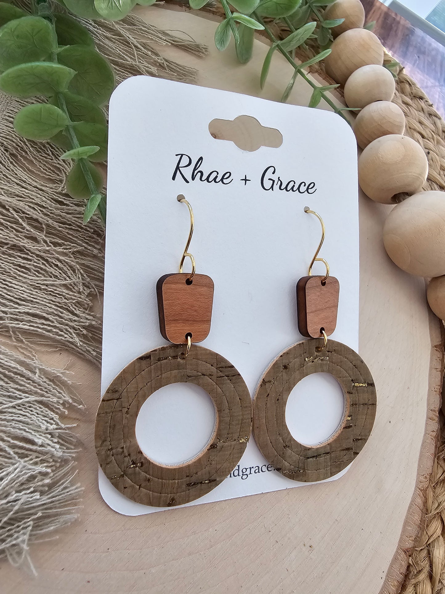 Olive Green Embossed Circle Cutout Earrings