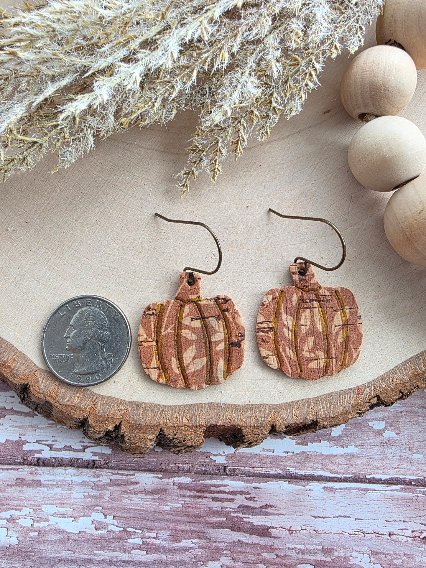 Rusty Orange Willow Branch Pumpkin Earrings