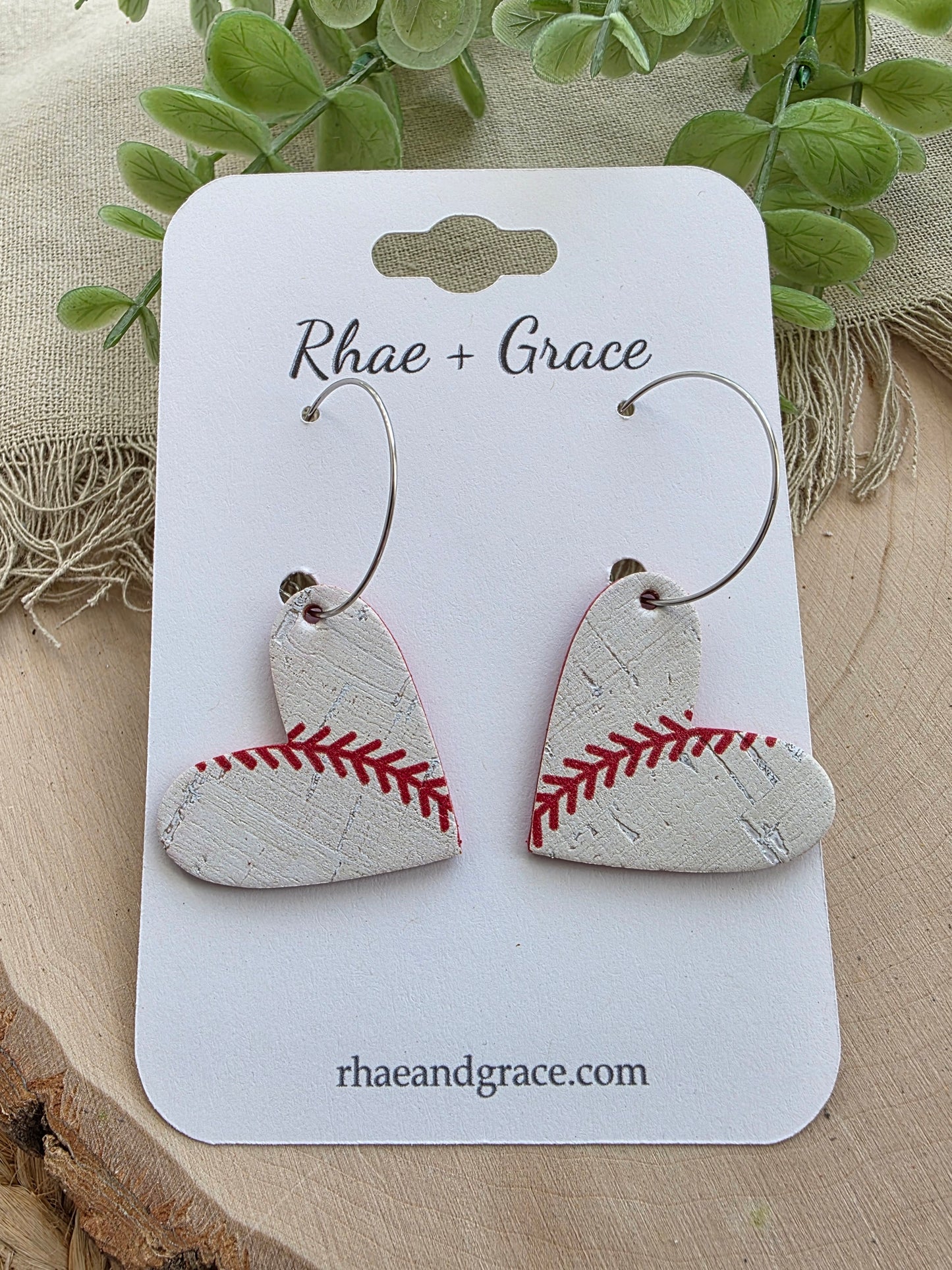 Baseball Heart Hoop Earrings