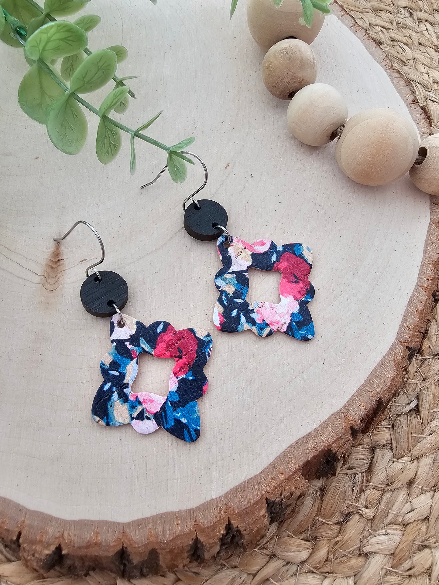 Midnight Rose Garden Scalloped Diamond Earrings
