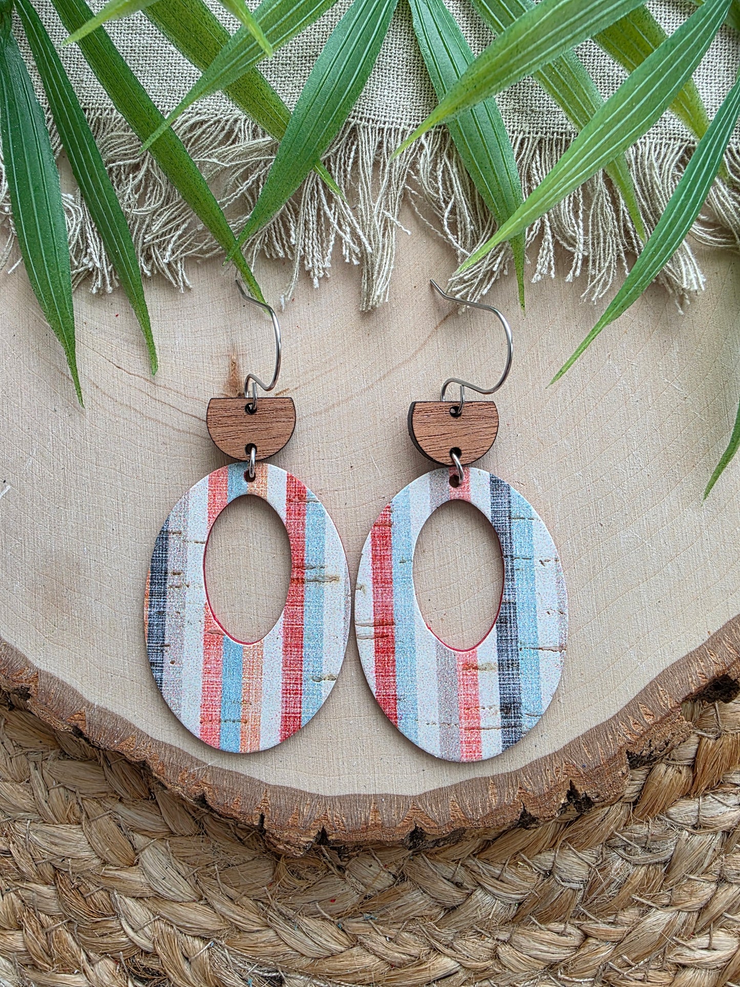 Sunset Stripes Chunky Oval Earrings