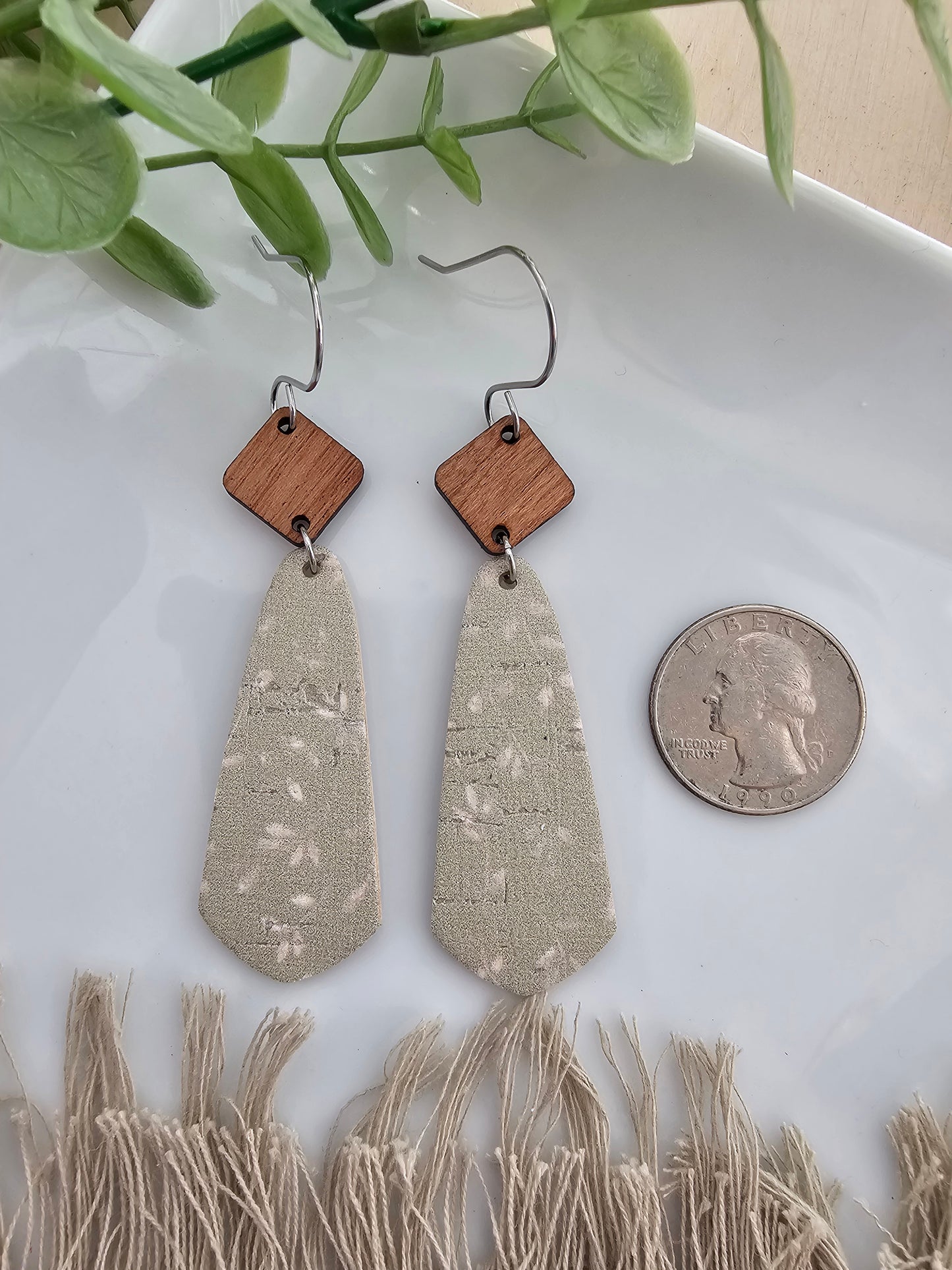 Soft Sage Green Skinny Drop Earrings