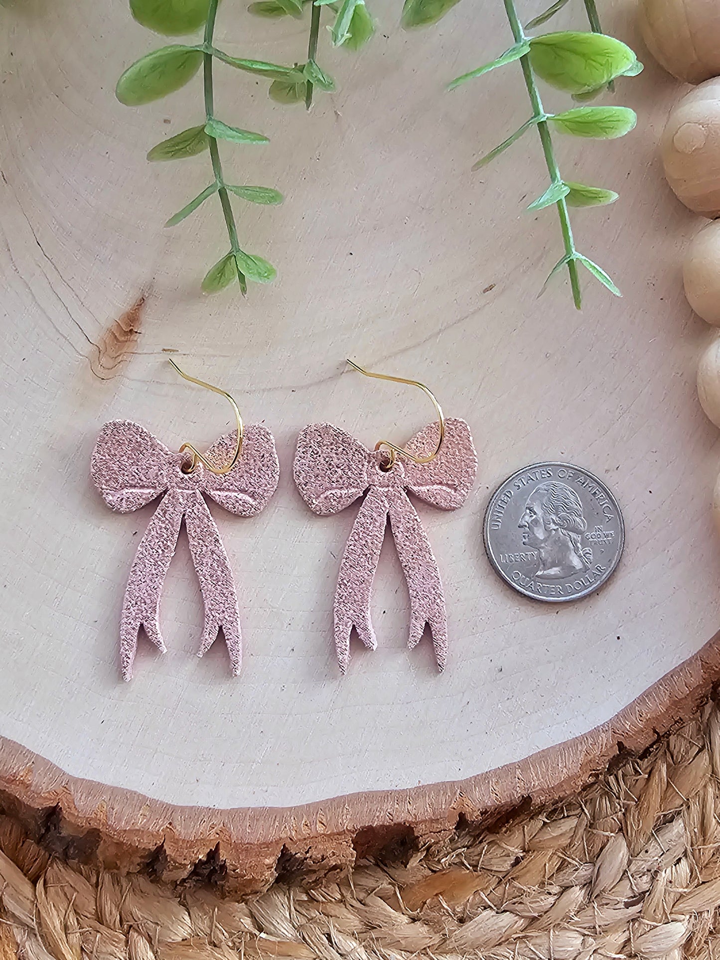 Pink & Gold Daintier Bow Earrings