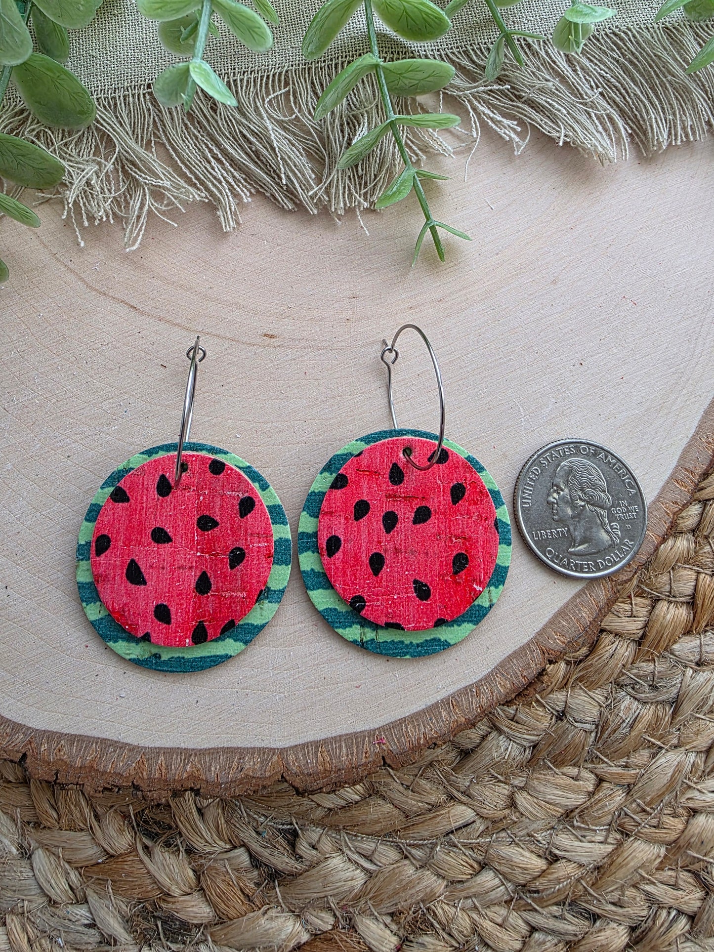 Watermelon Hoop Earrings