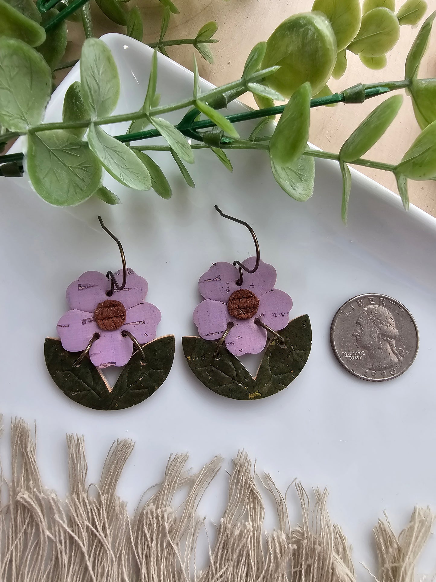 Purple Buttercup Flower Earrings