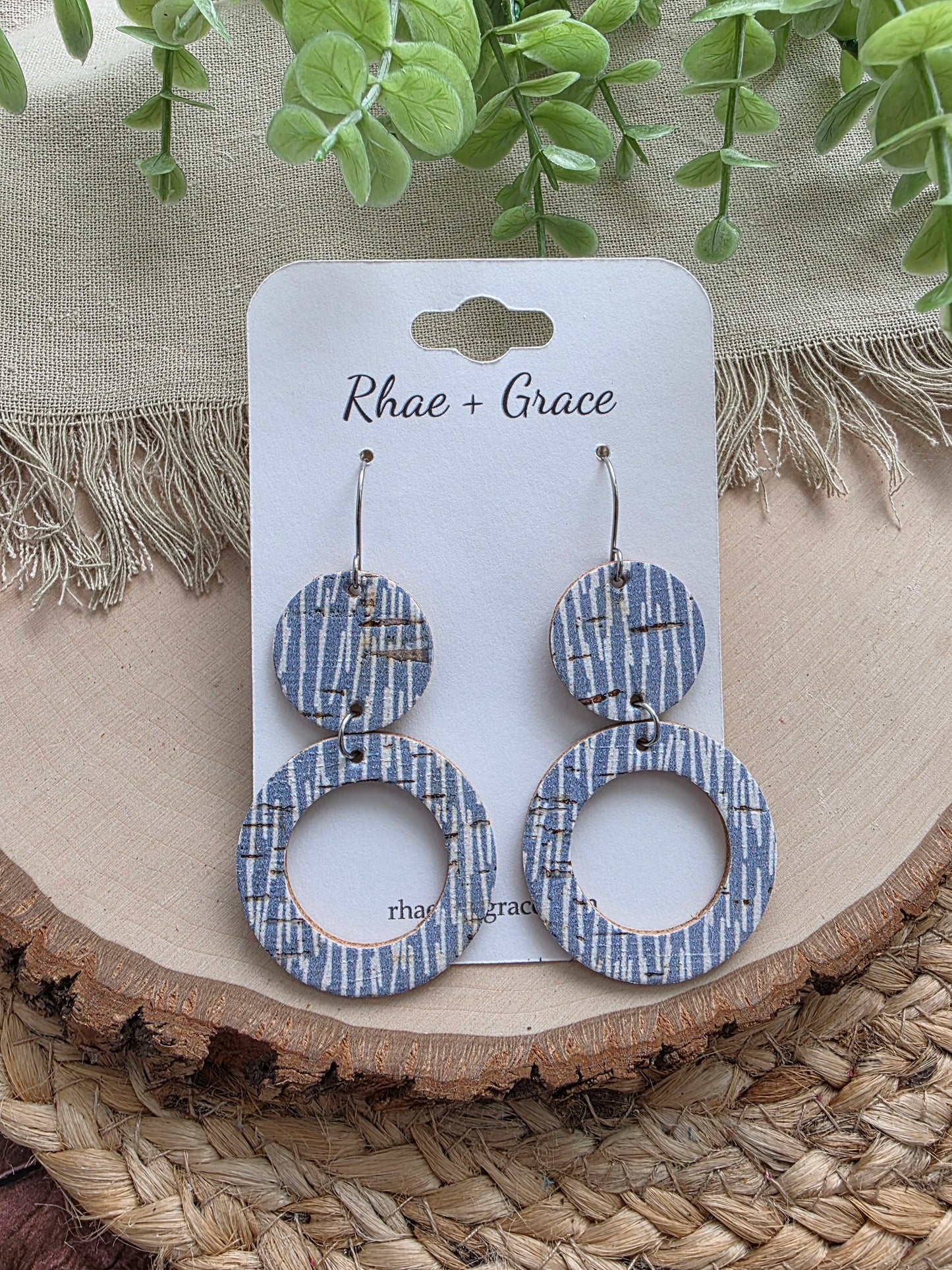 Light Blue & Cream Circle Cutout Earrings