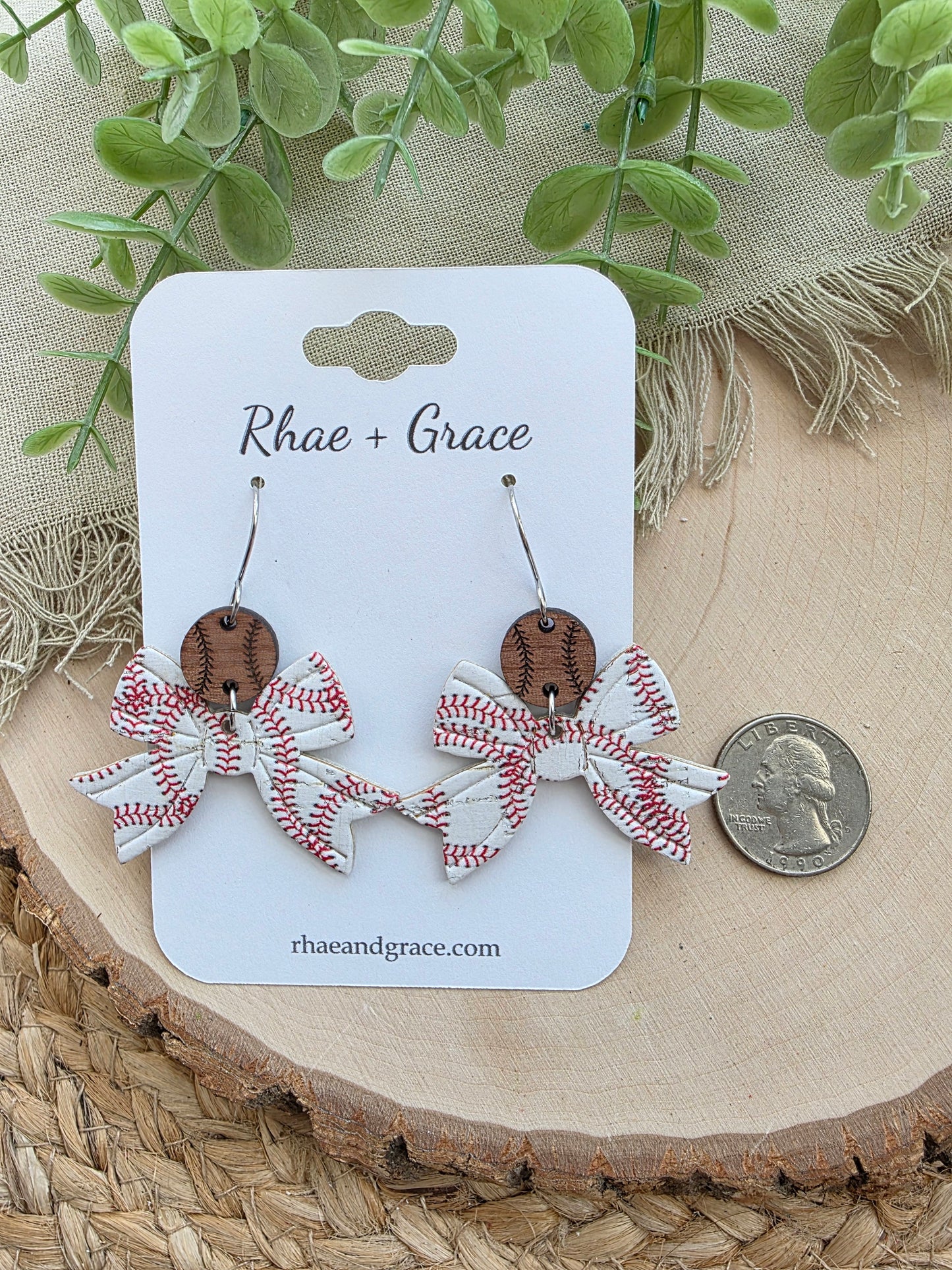 Baseball Bow Earrings
