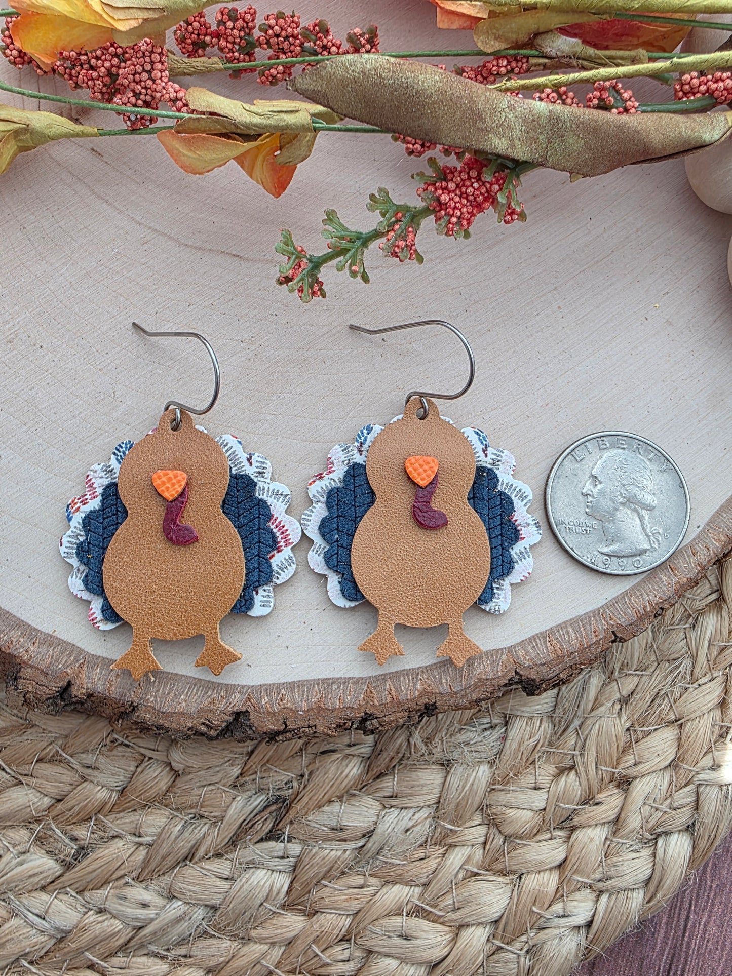 Boho Scallops & Blue Turkey Earrings