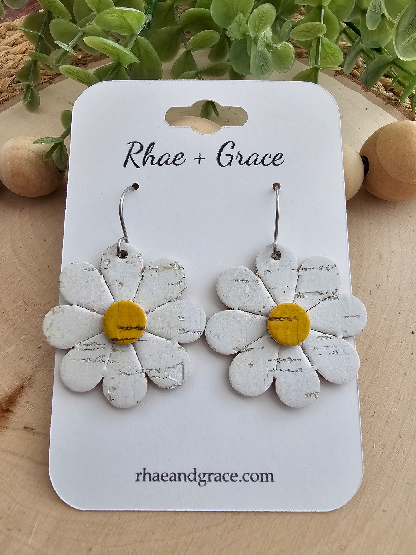White Daisy Flower Earrings