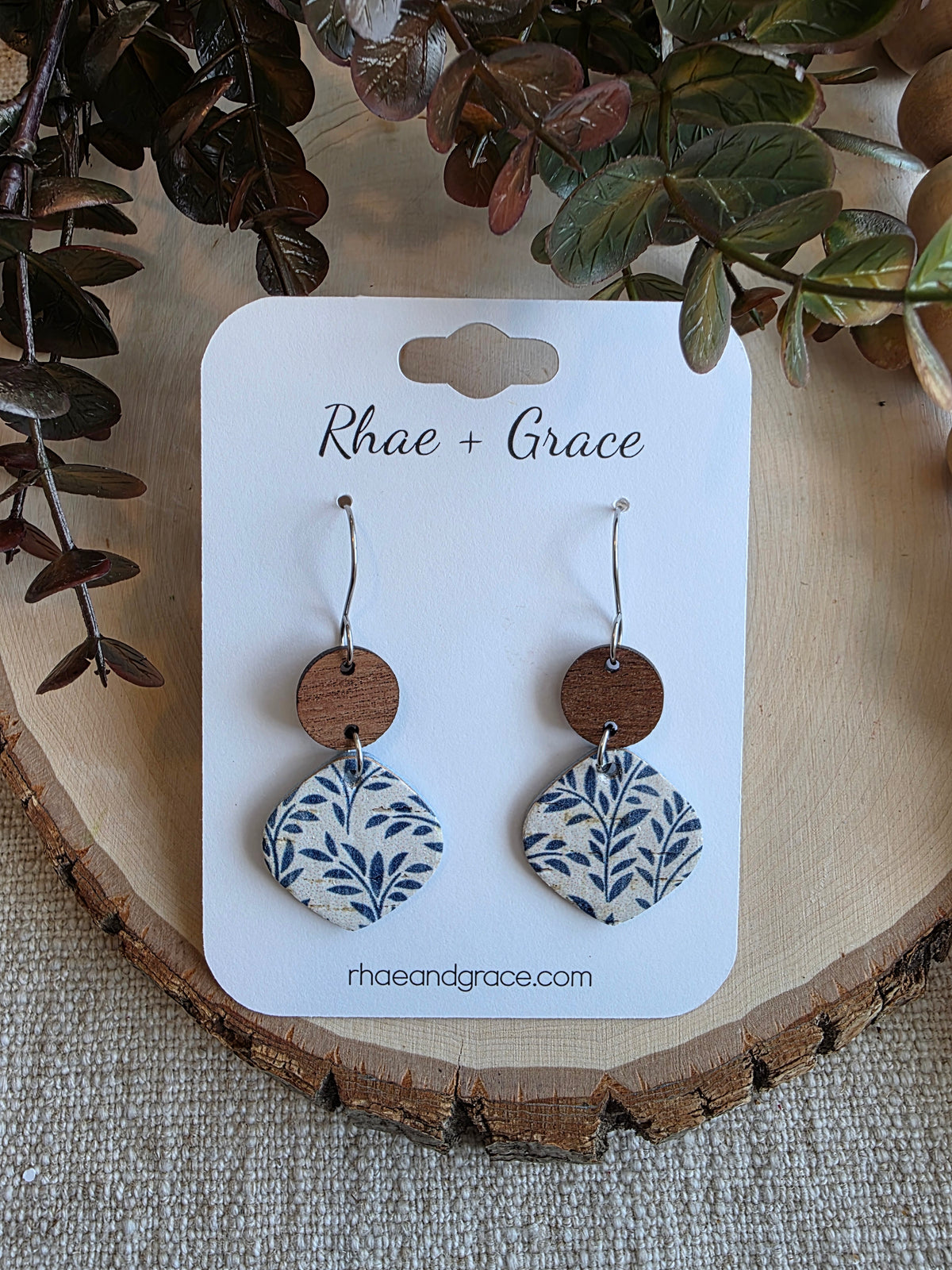 Blue Willow Rounded Petal Earrings