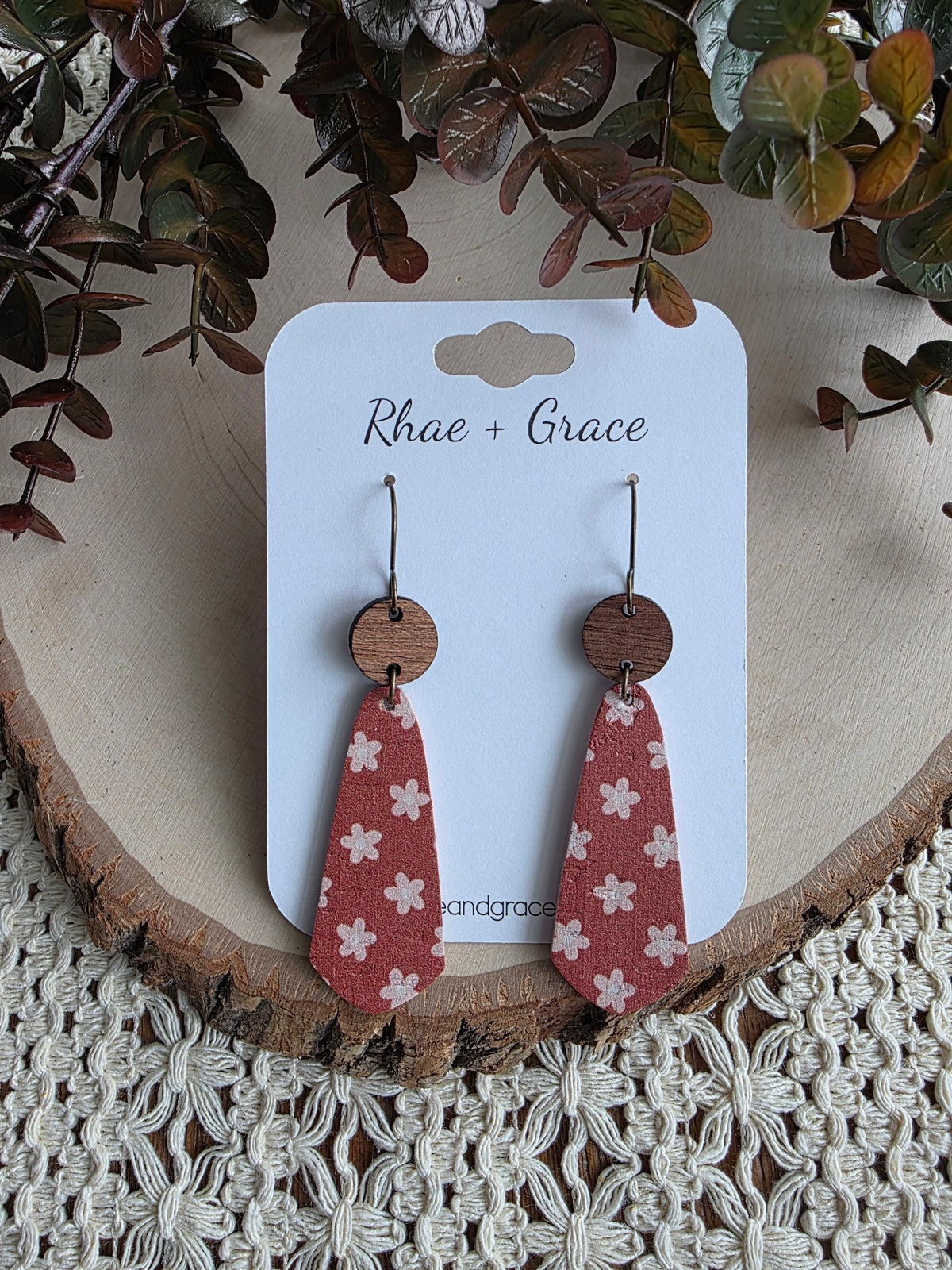 Boho Floral Skinny Teardrop Earrings