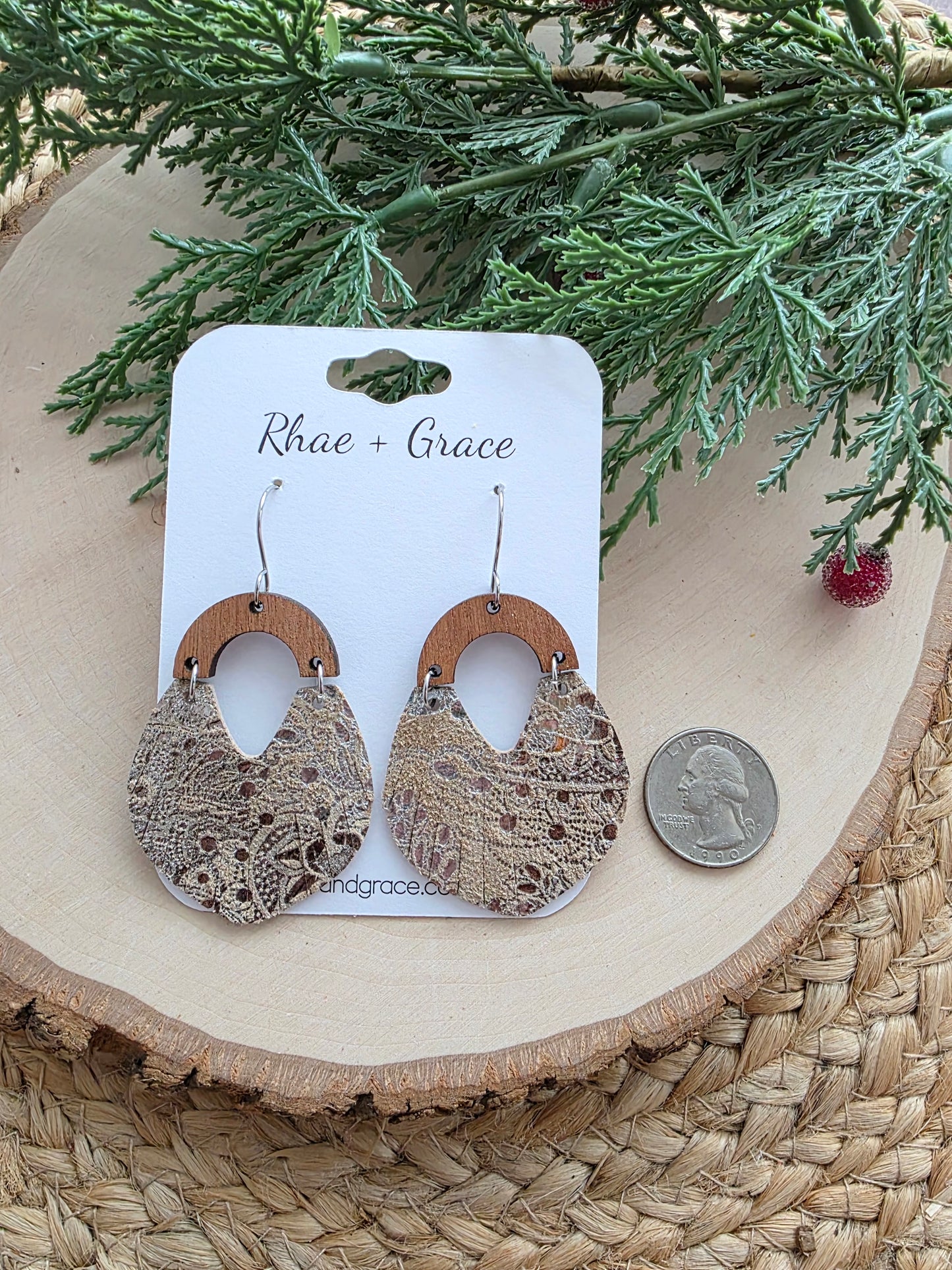 Beige & Silver Fringe Swoop Earrings