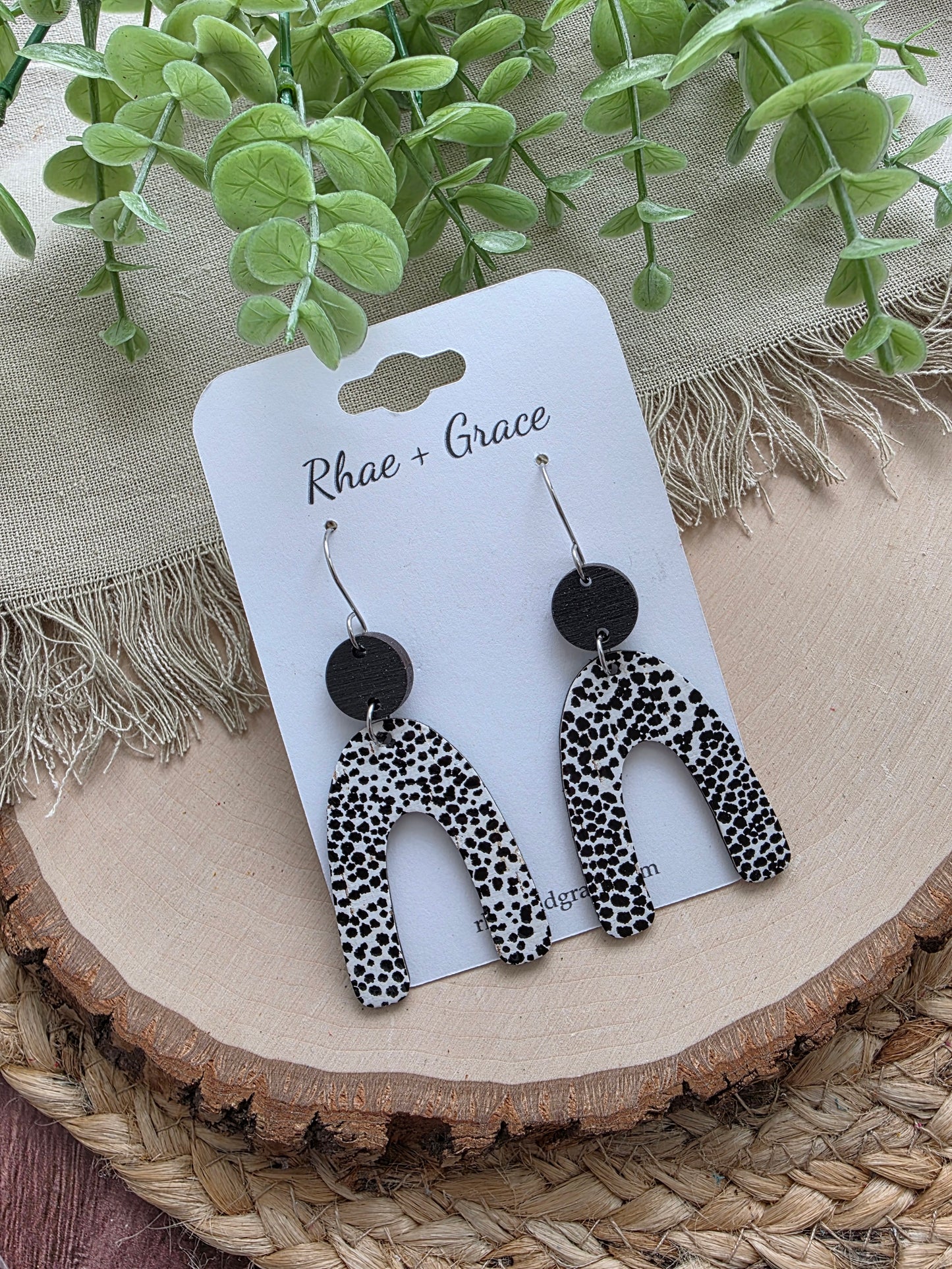 Black & White Spotted Arch Earrings