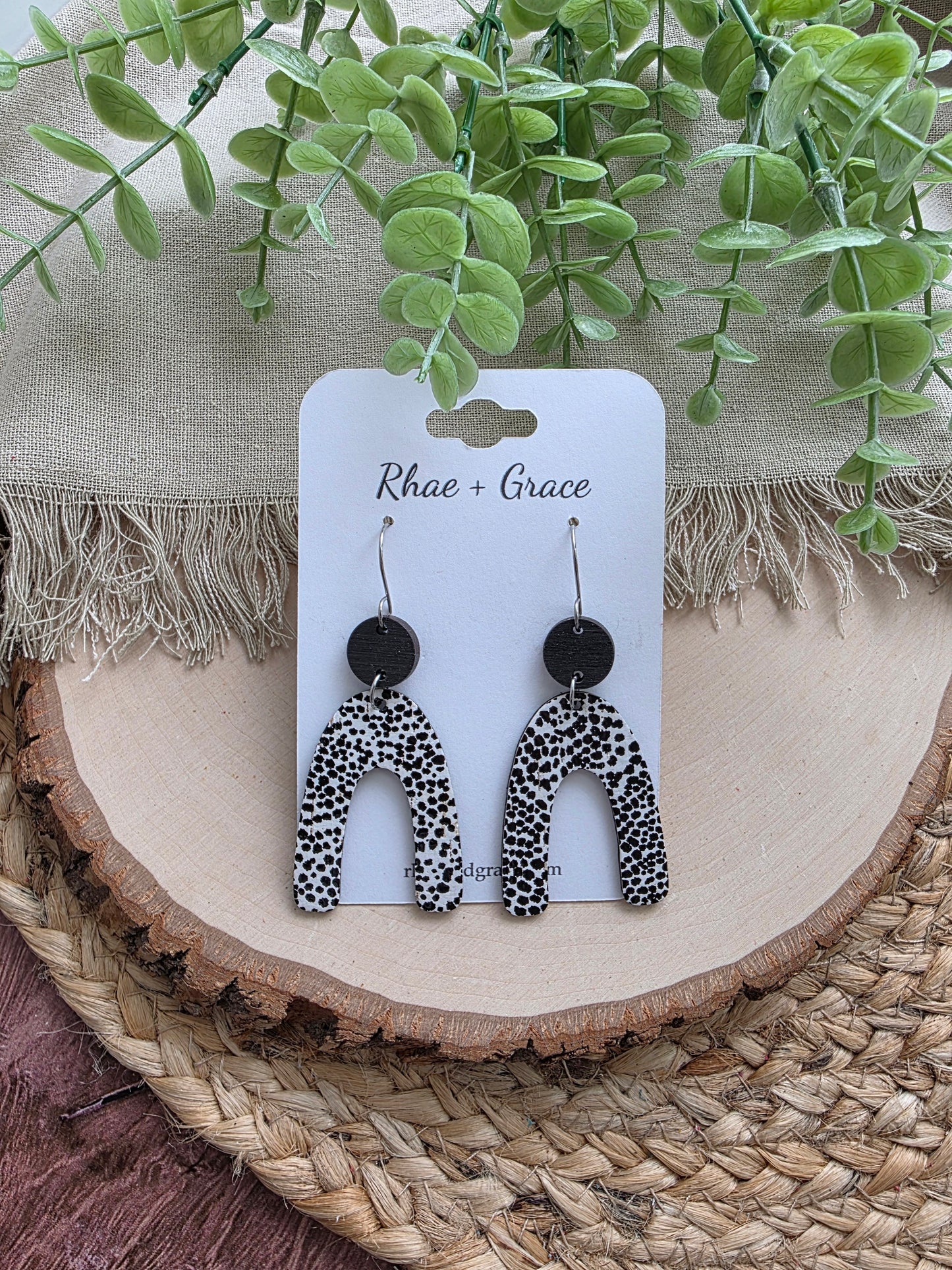 Black & White Spotted Arch Earrings