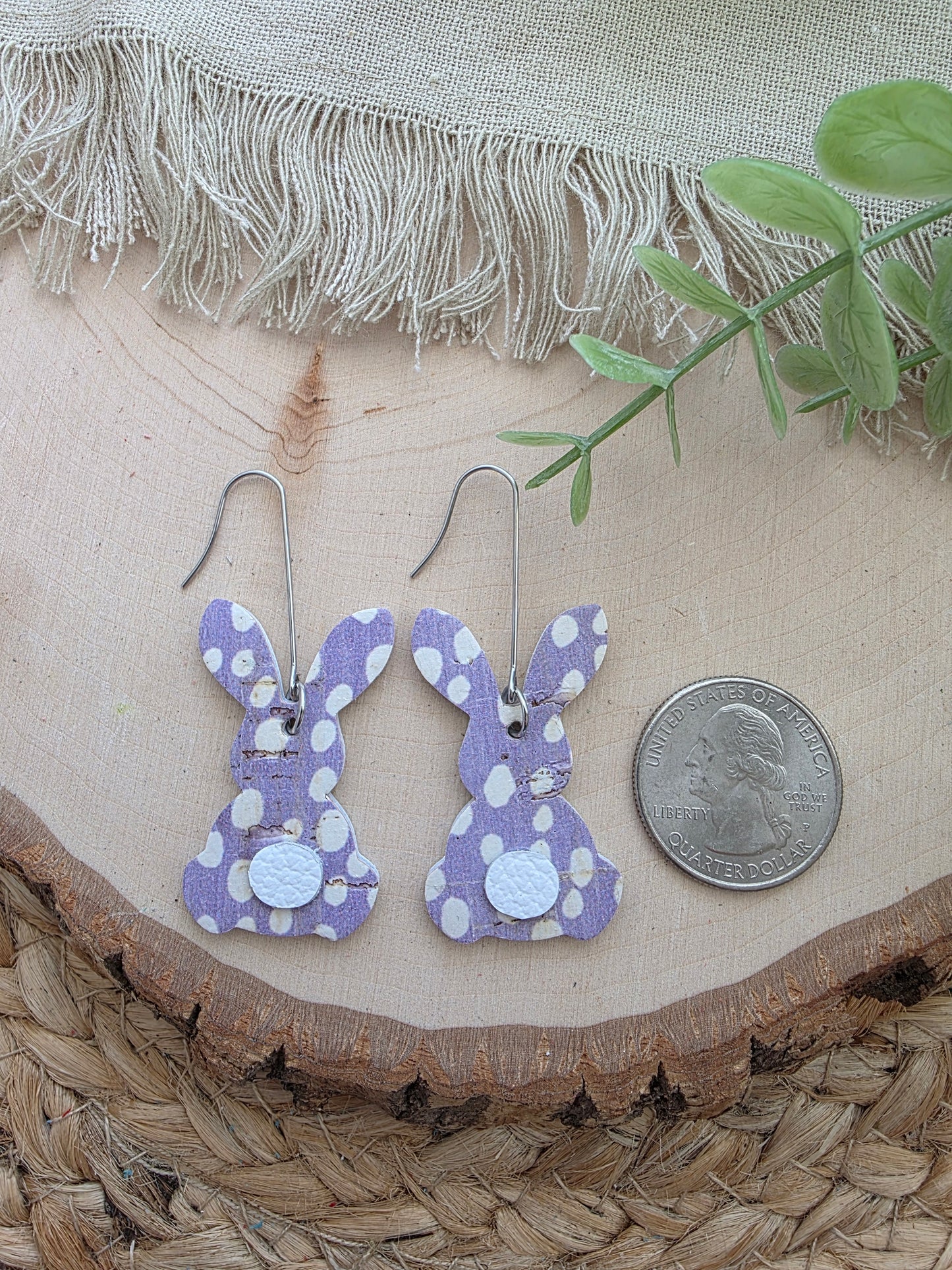 Light Purple Dotted Floral Bunny Earrings
