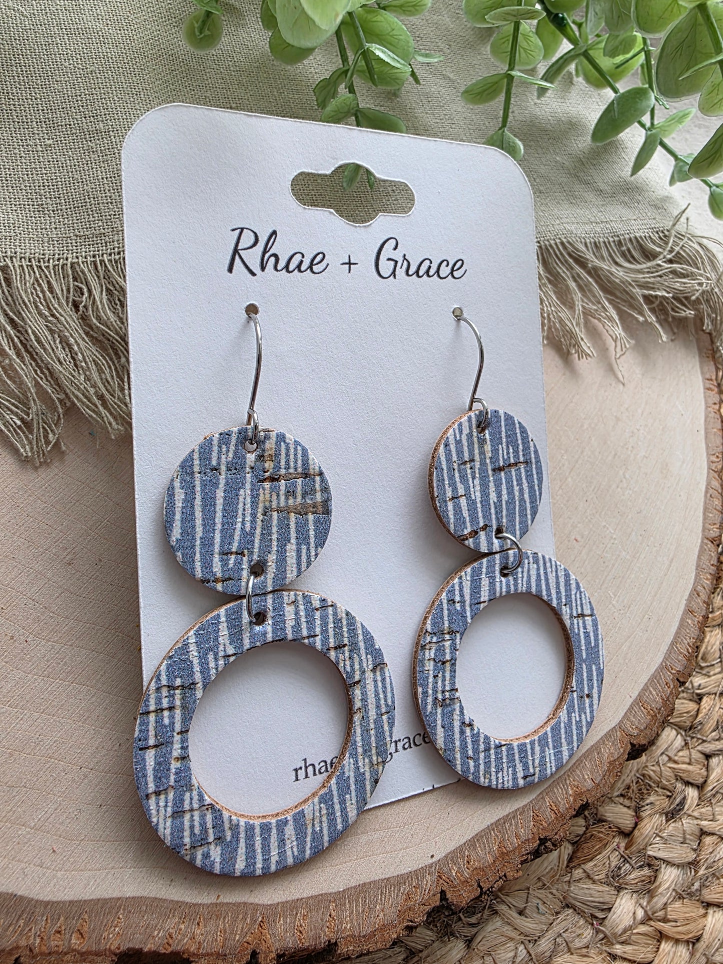 Light Blue & Cream Circle Cutout Earrings