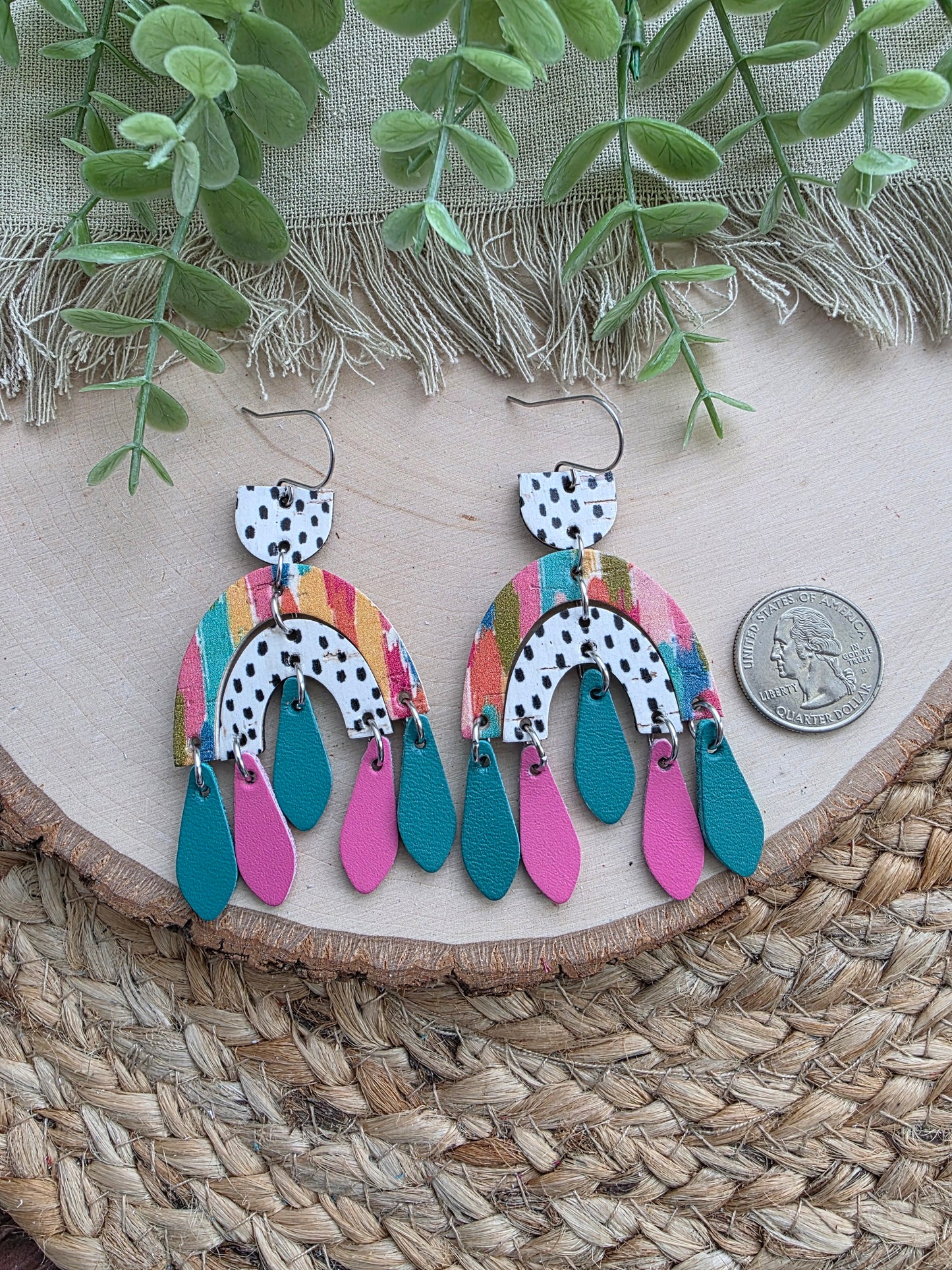 Pattern Mixed Arch Statement Earrings