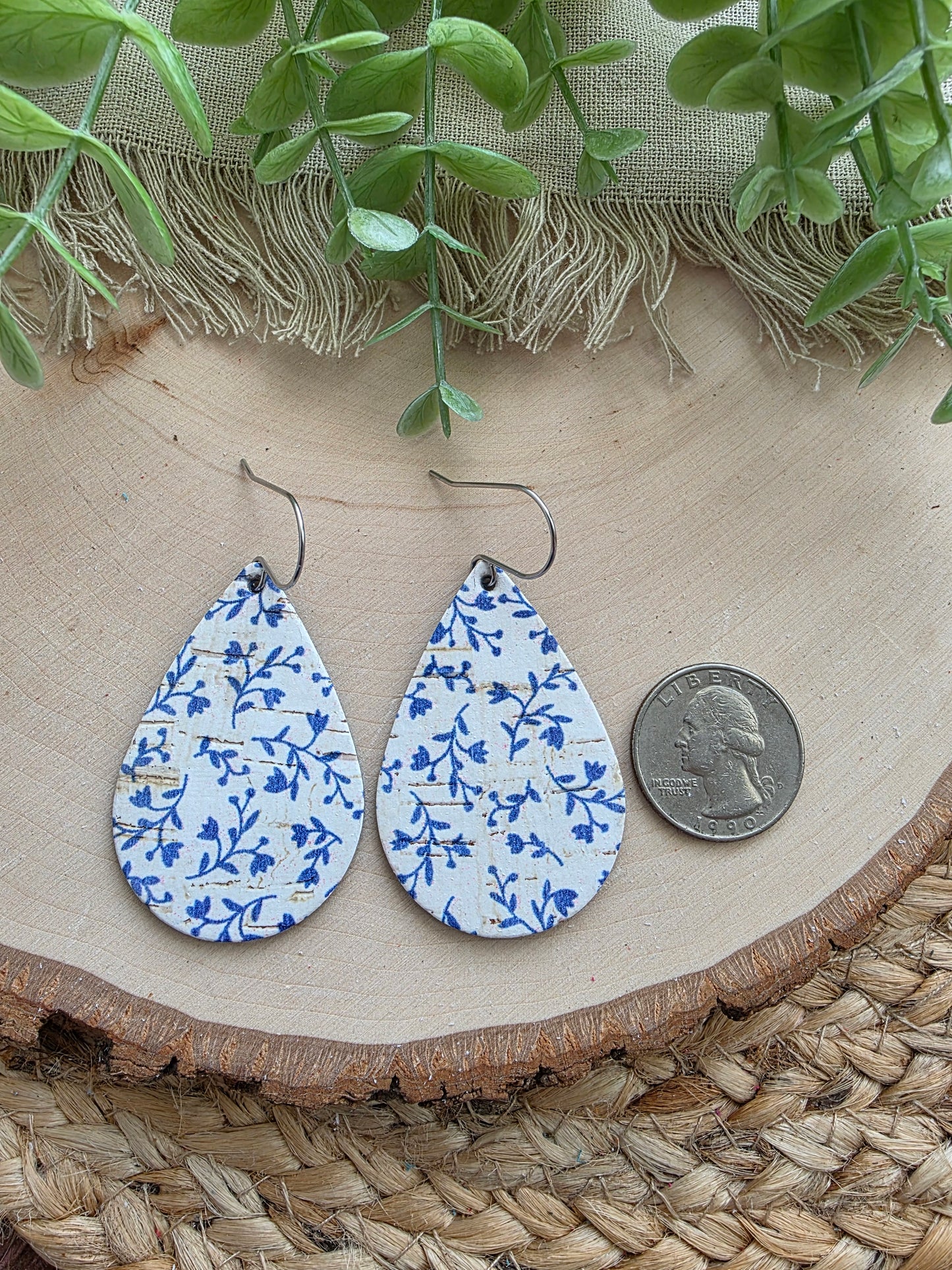 Bluebell Blue & White Teardrop Earrings - Medium