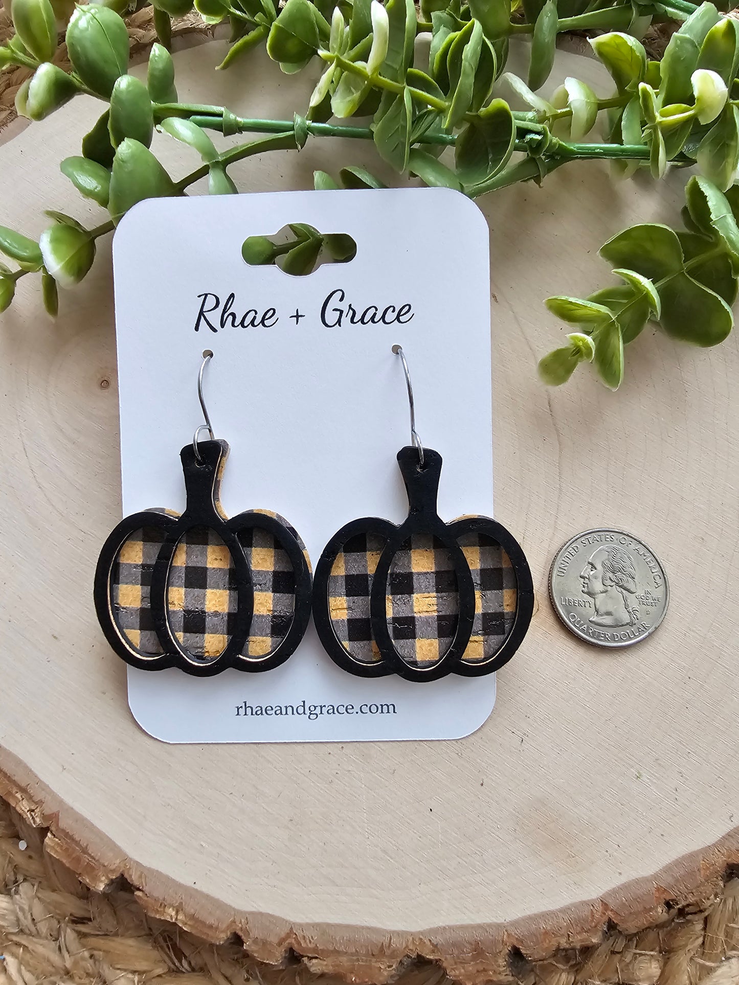 Bumblebee Plaid Pumpkin Earrings