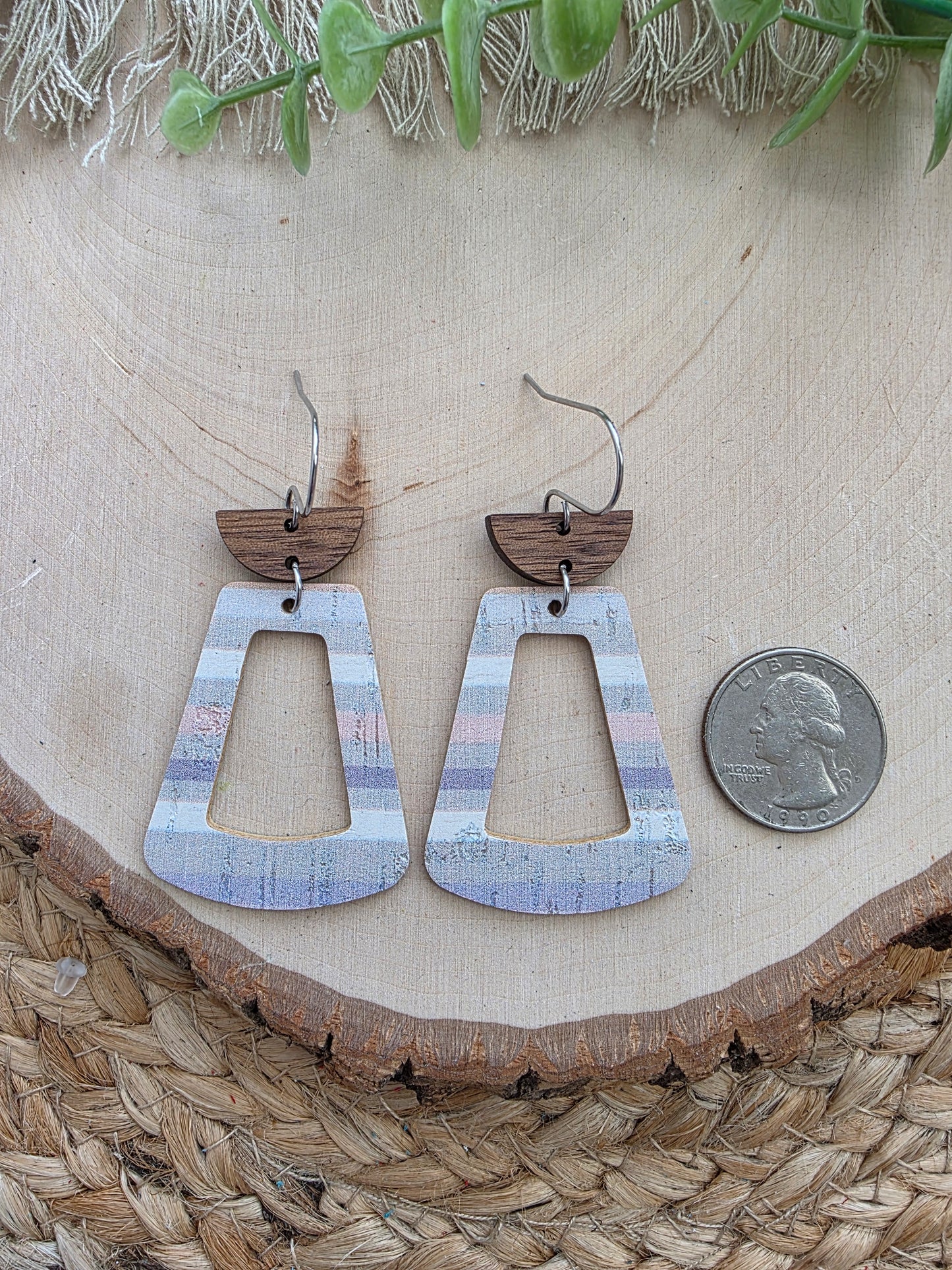 Multicolor Striped Open Trapezoid Earrings