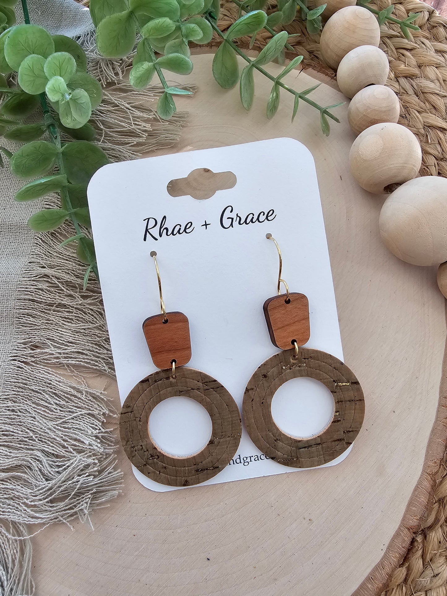 Olive Green Embossed Circle Cutout Earrings