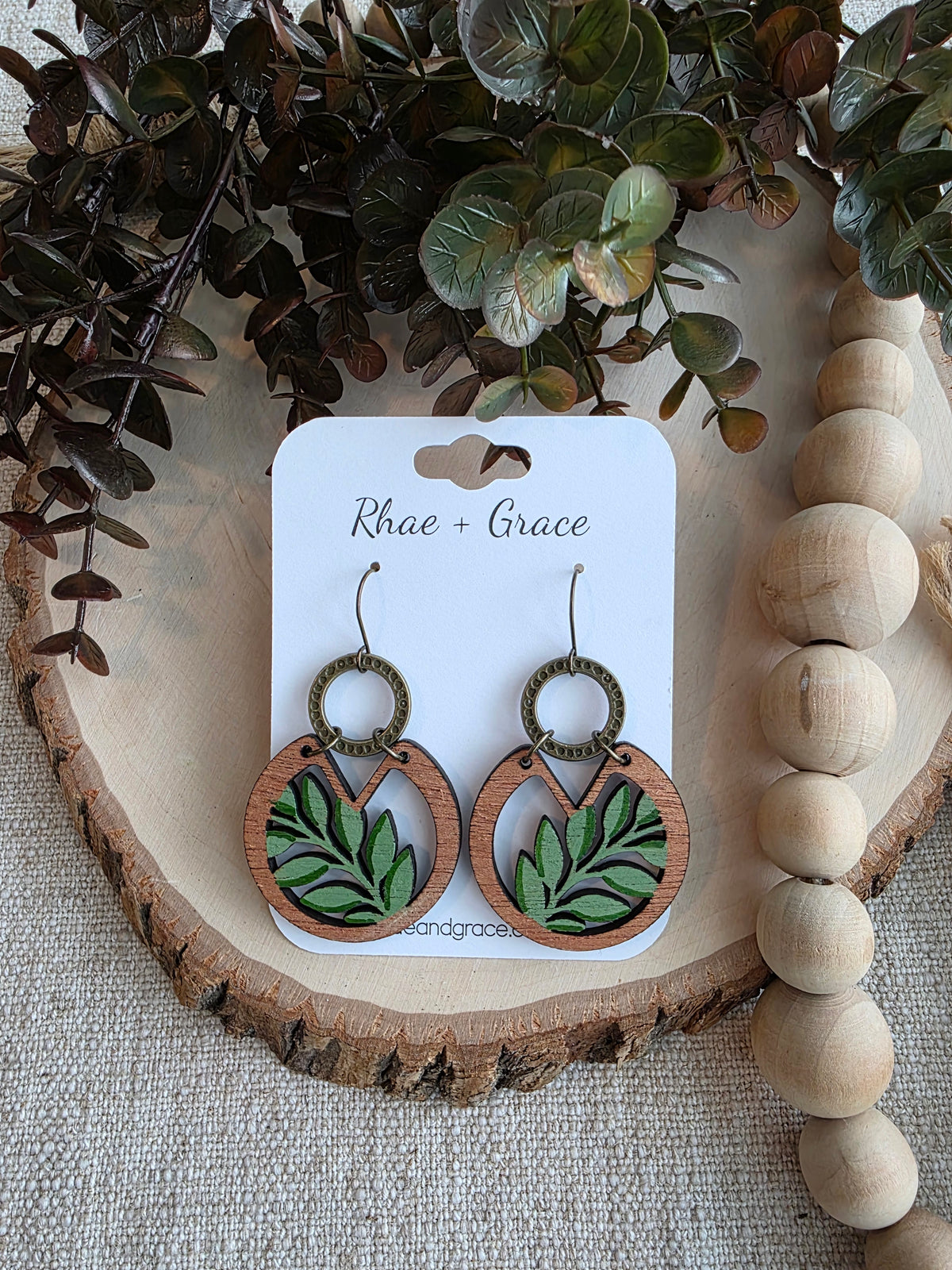 Botanical Leaf Cutout Wood Earrings