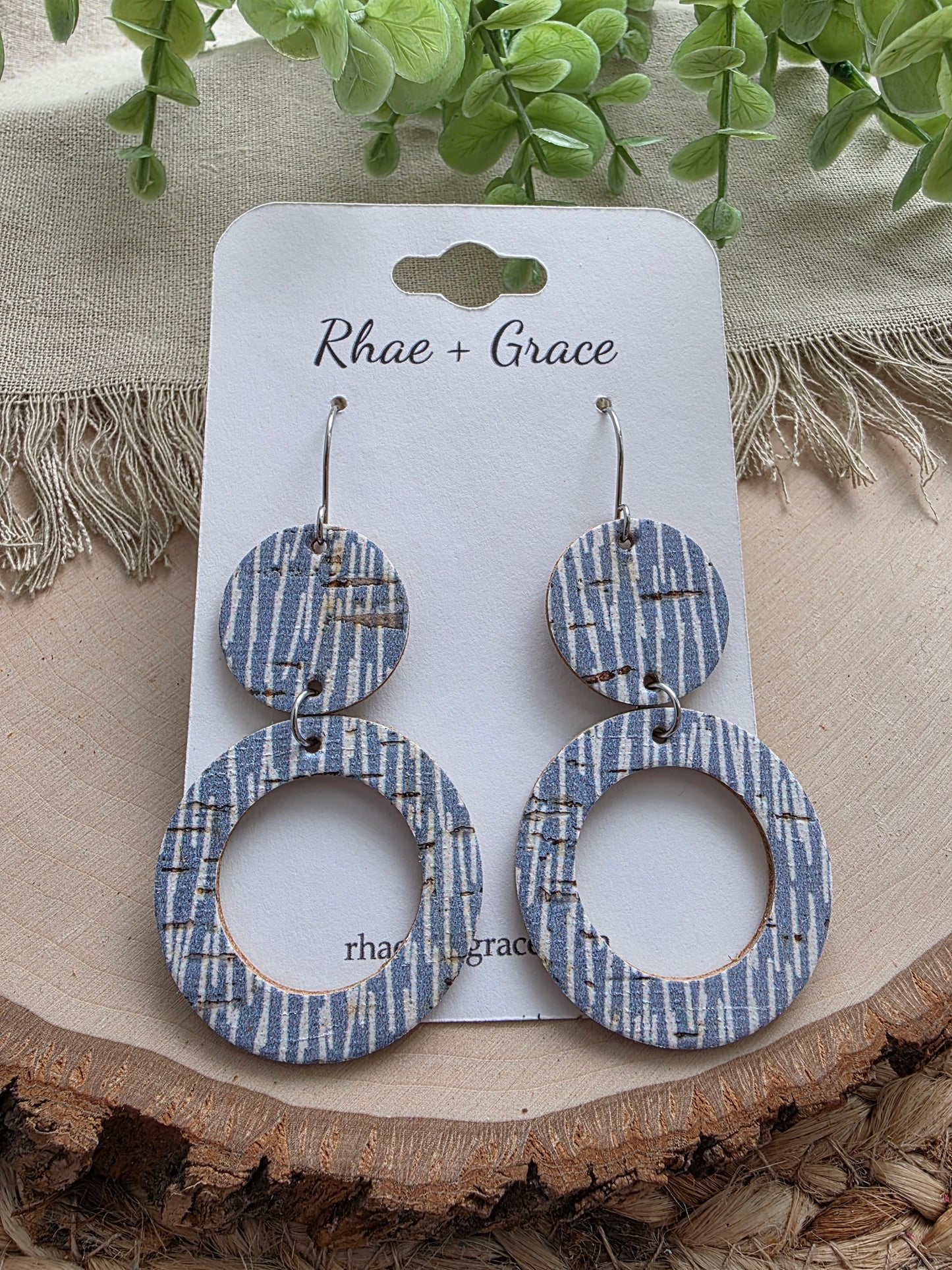 Light Blue & Cream Circle Cutout Earrings