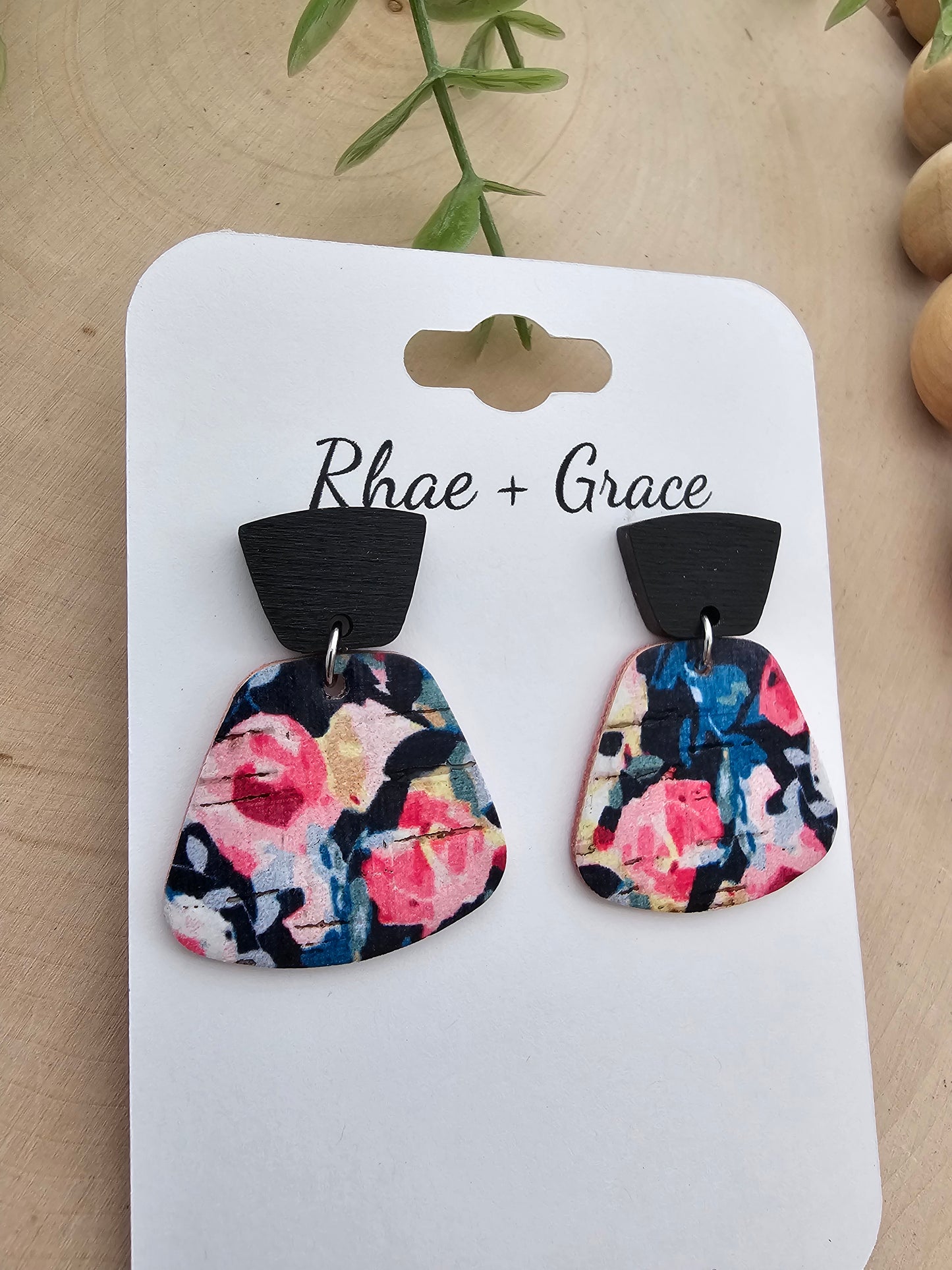 Midnight Rose Garded Rounded Trapezoid Earrings