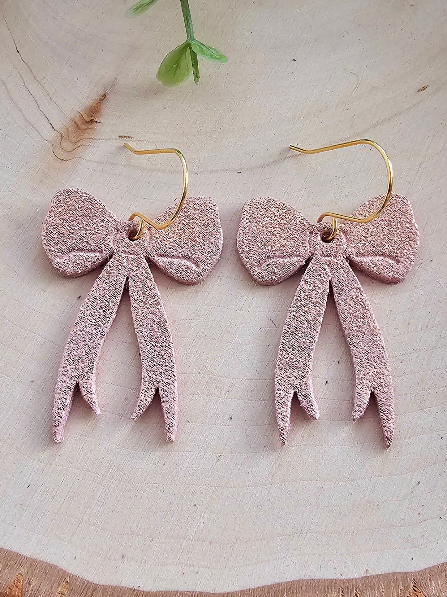 Pink & Gold Daintier Bow Earrings