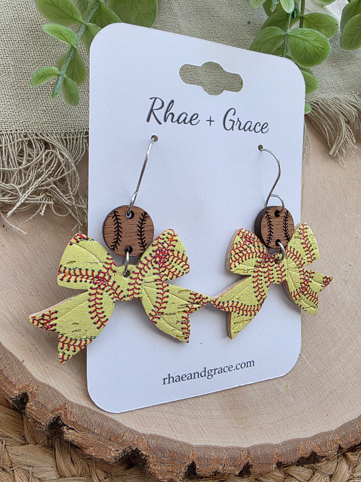 Softball Bow Earrings