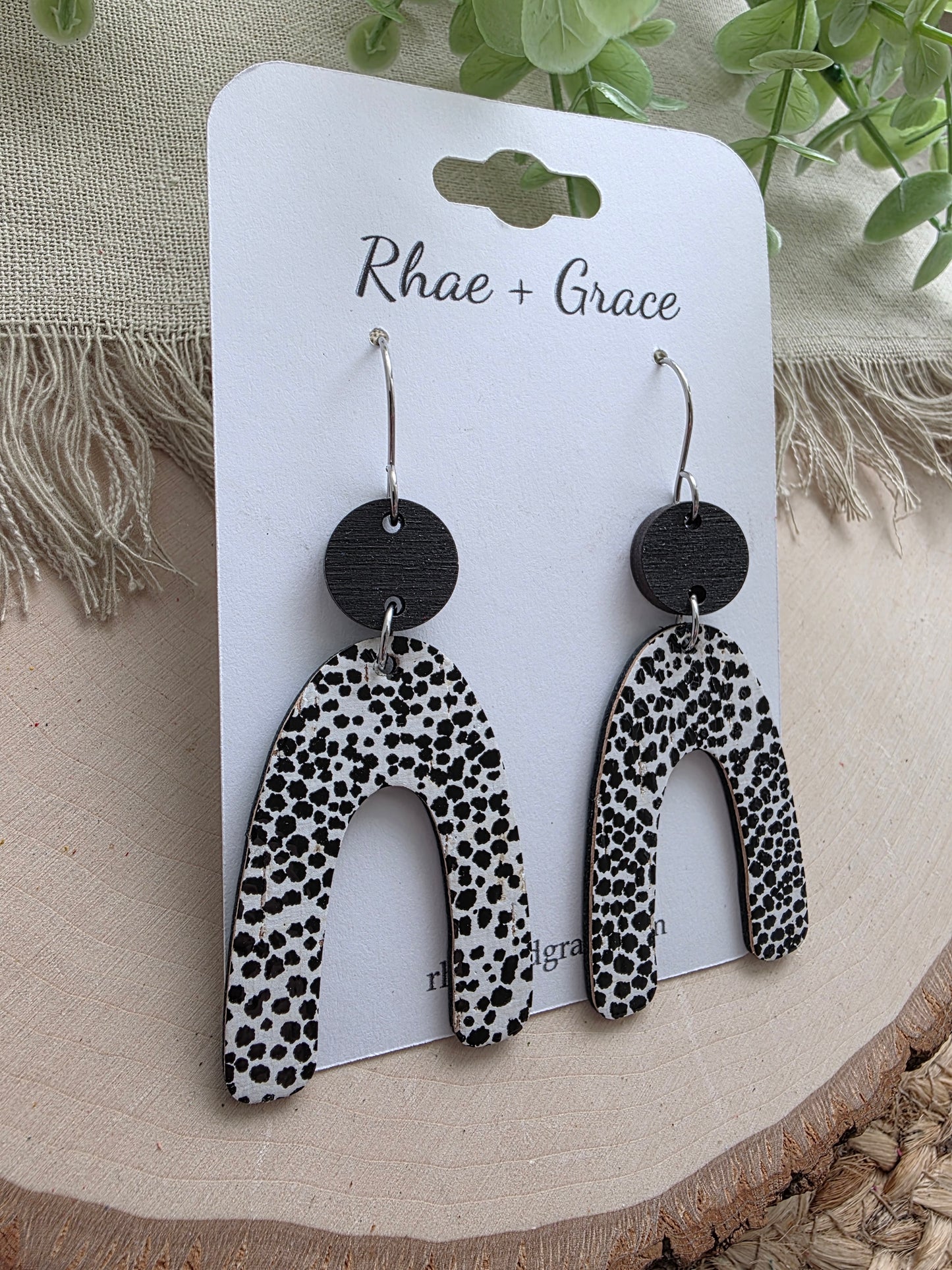 Black & White Spotted Arch Earrings