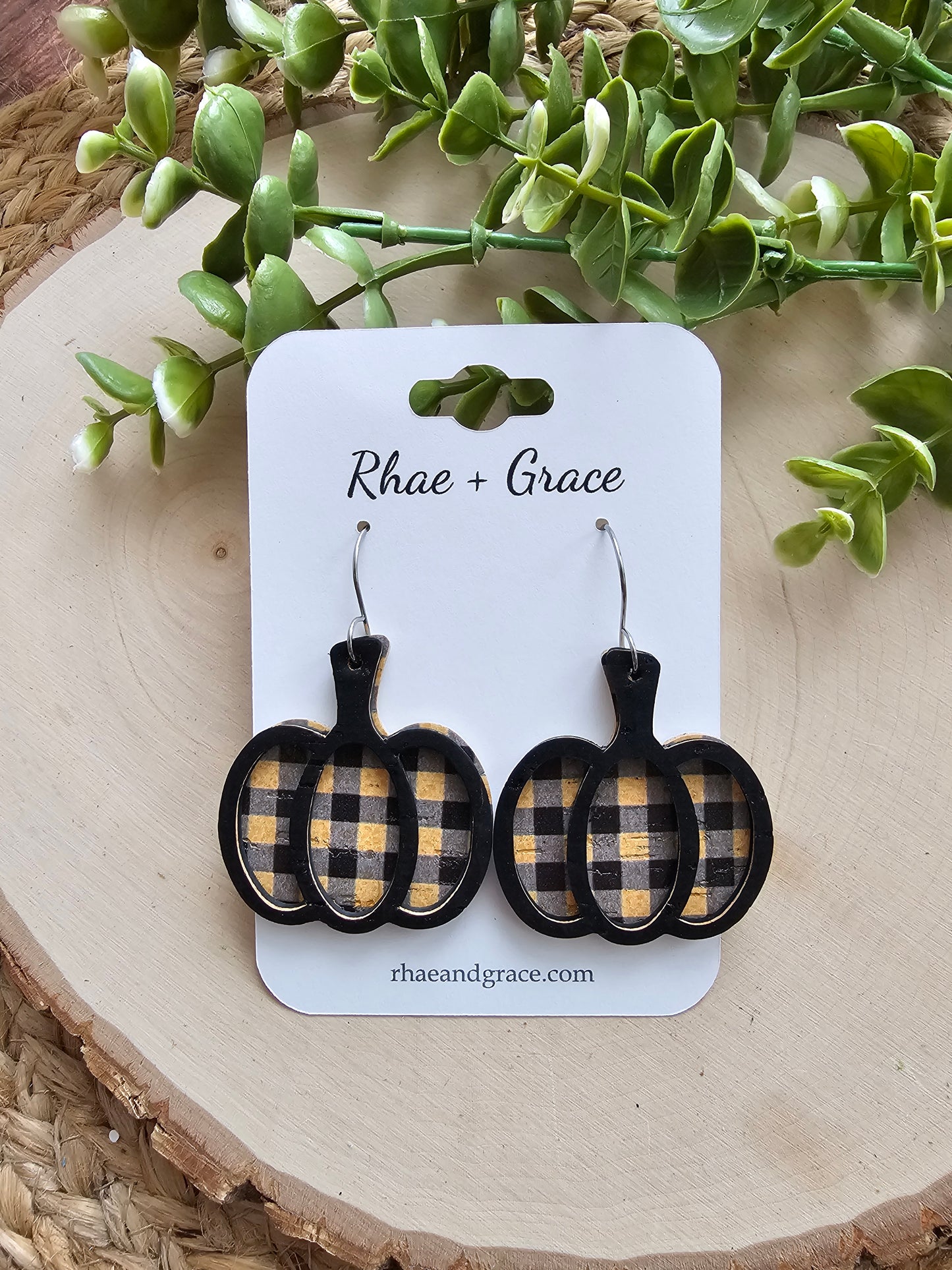 Bumblebee Plaid Pumpkin Earrings