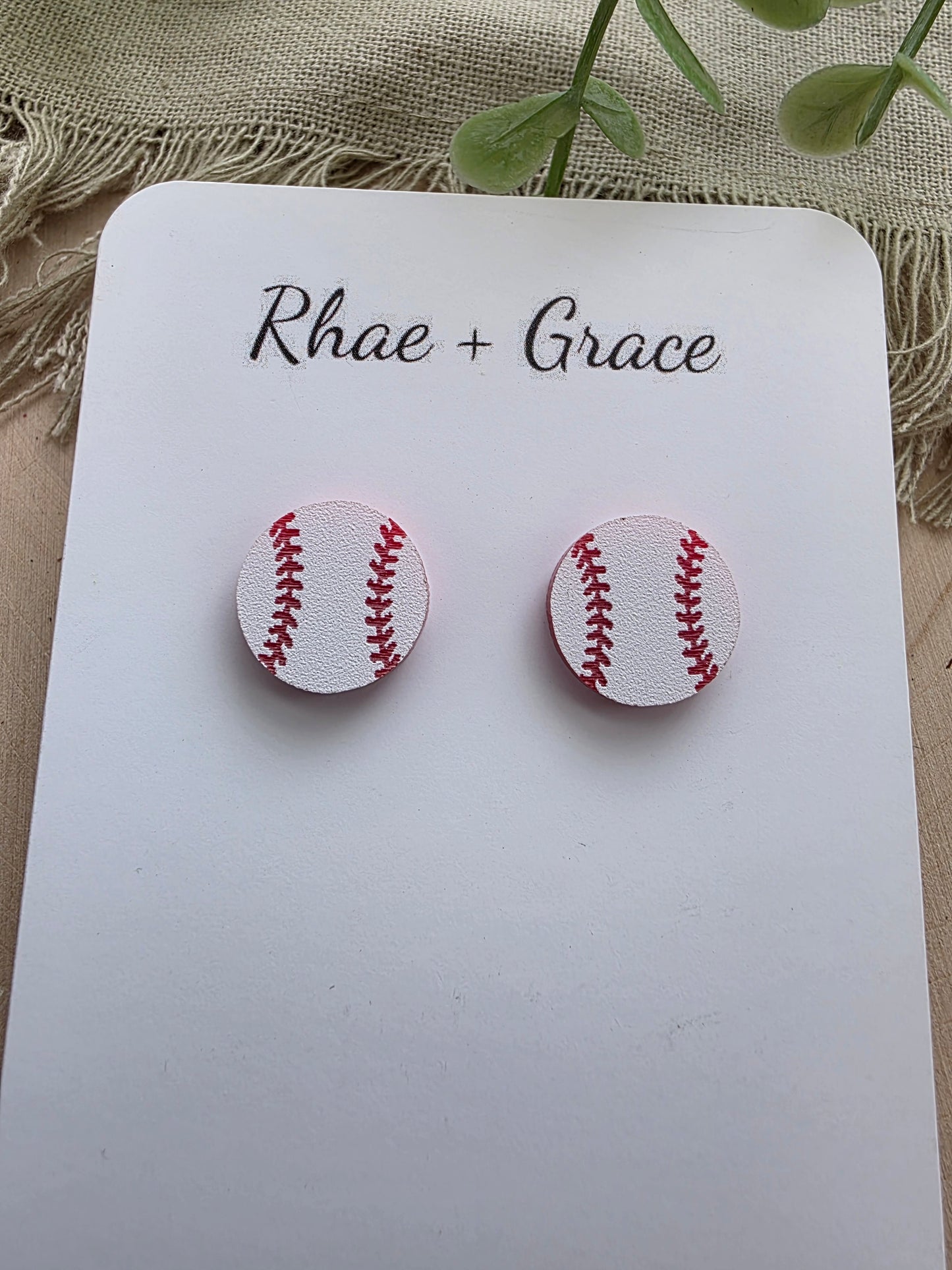 Baseball Stud Earrings - 14 mm