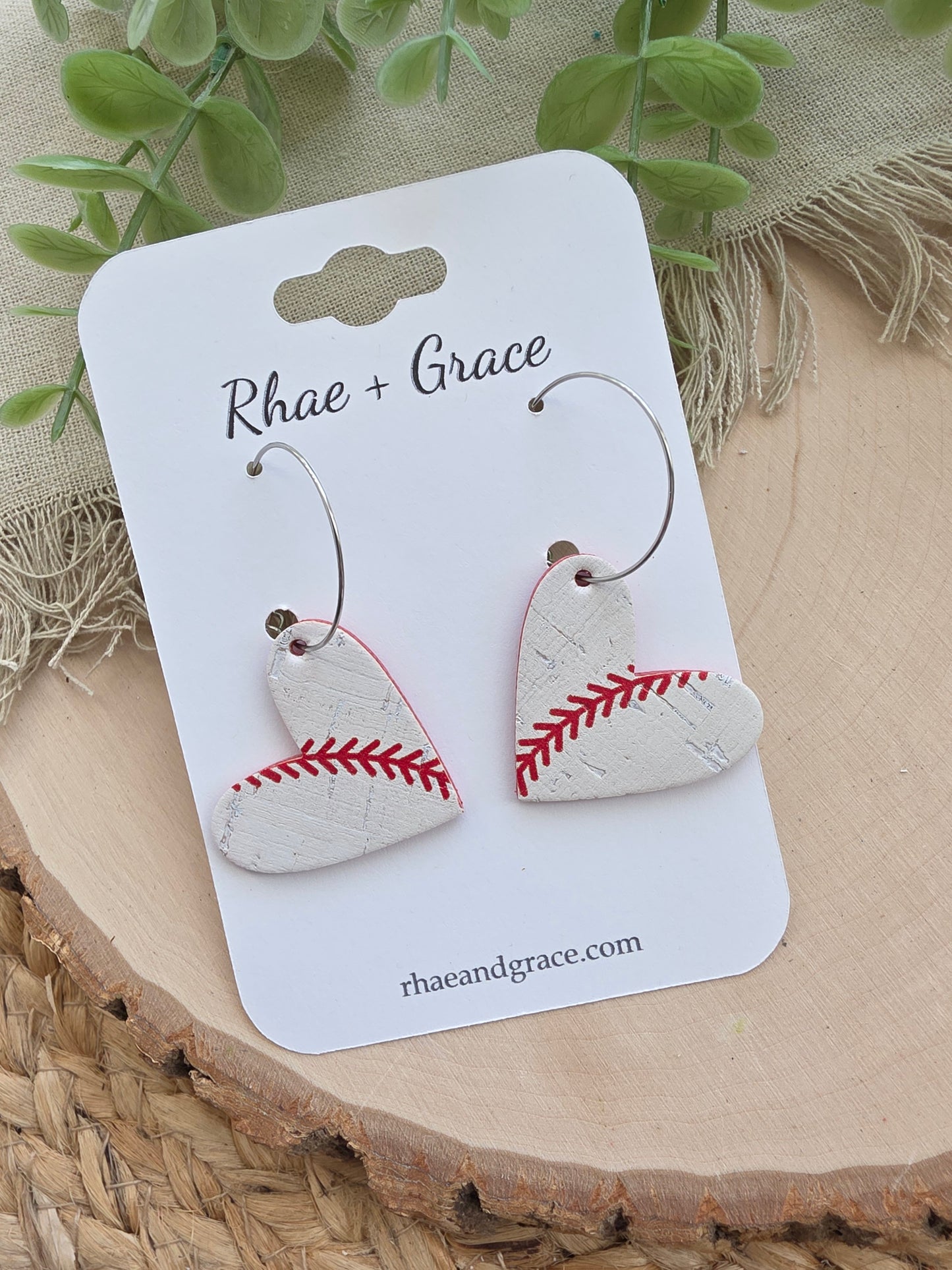 Baseball Heart Hoop Earrings