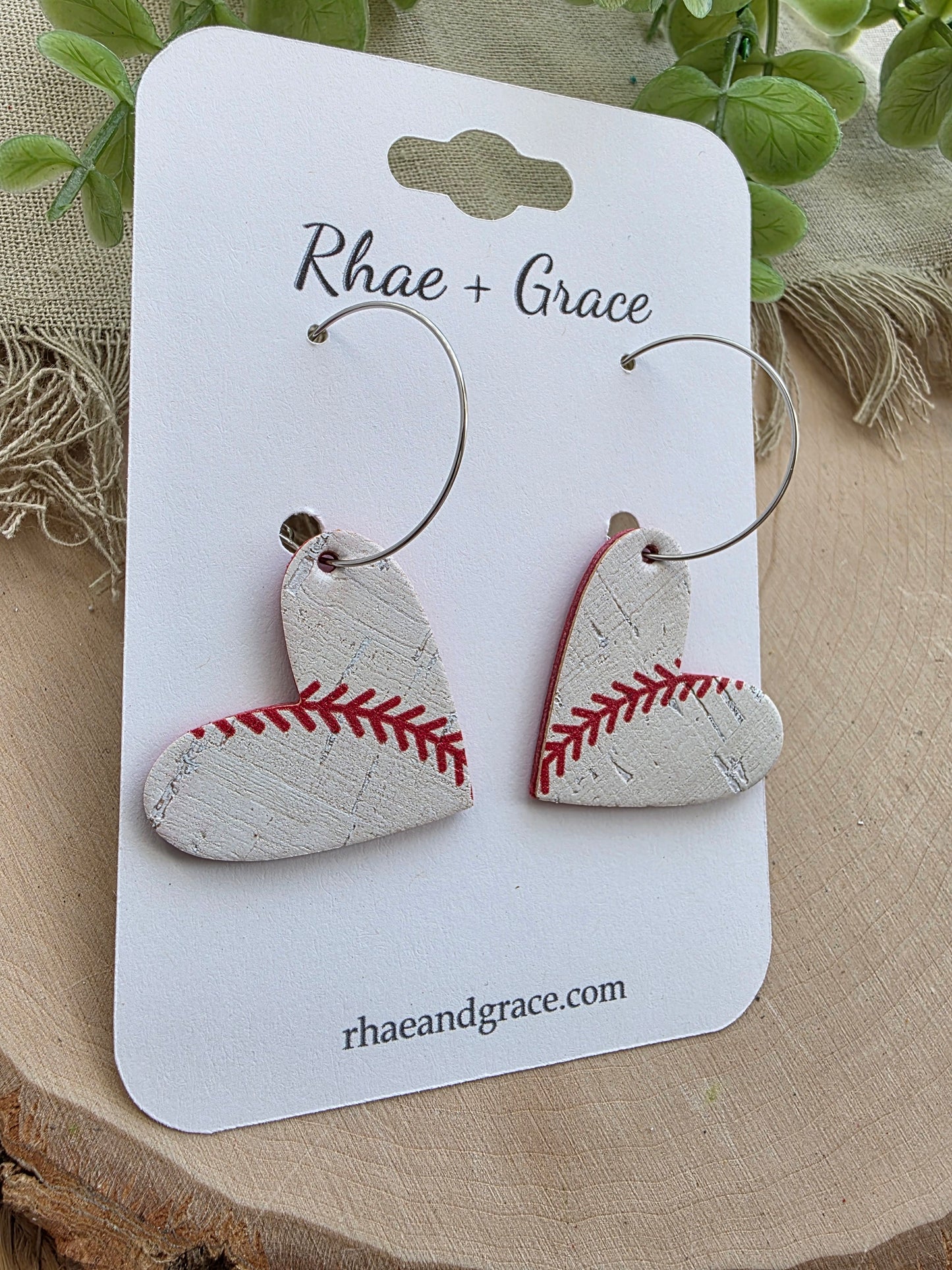 Baseball Heart Hoop Earrings