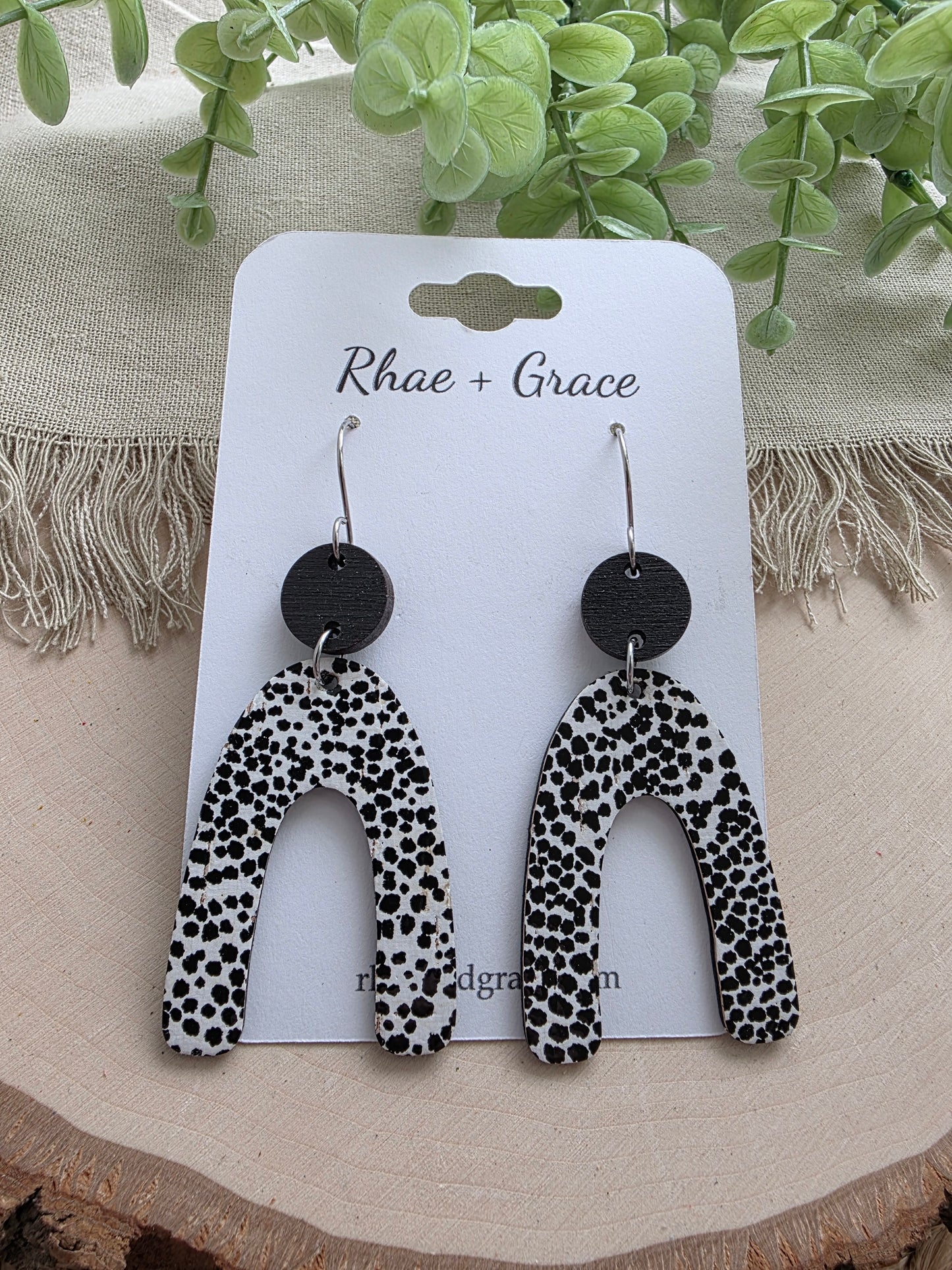 Black & White Spotted Arch Earrings