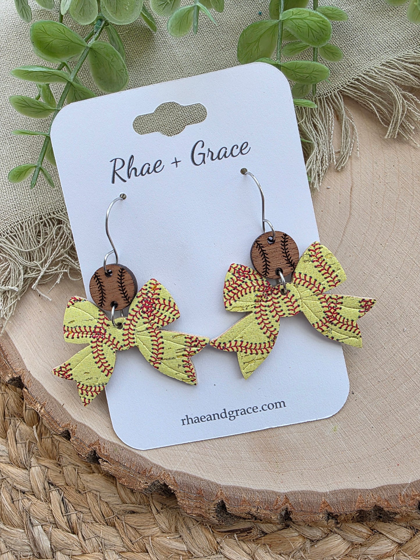 Softball Bow Earrings