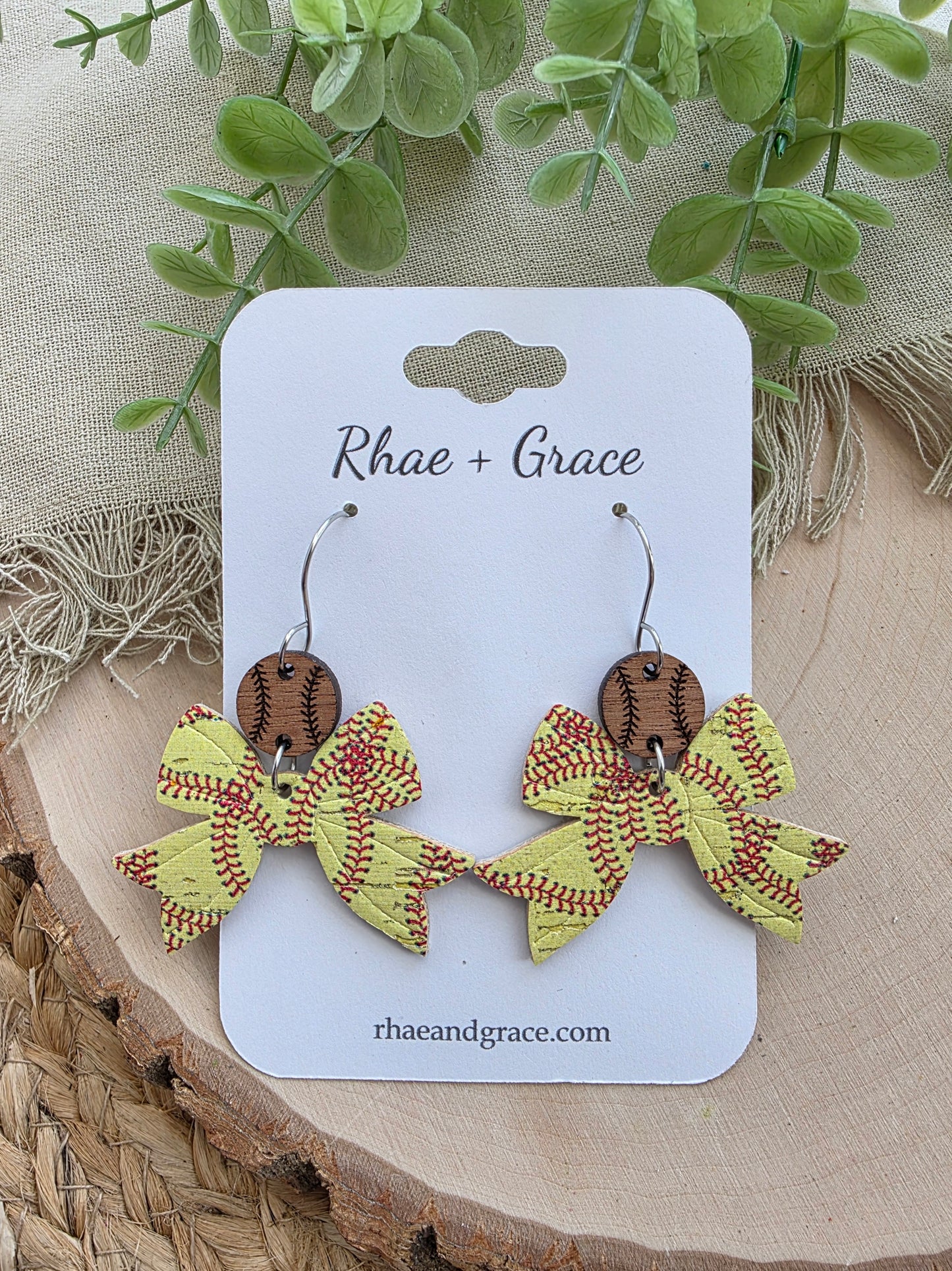 Softball Bow Earrings
