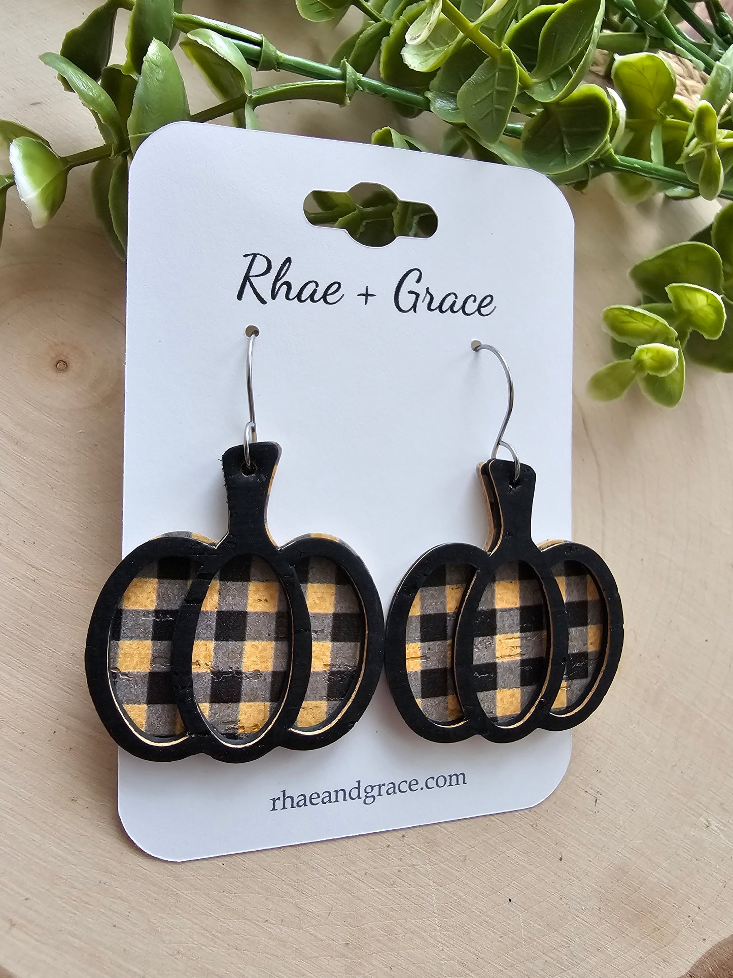 Bumblebee Plaid Pumpkin Earrings